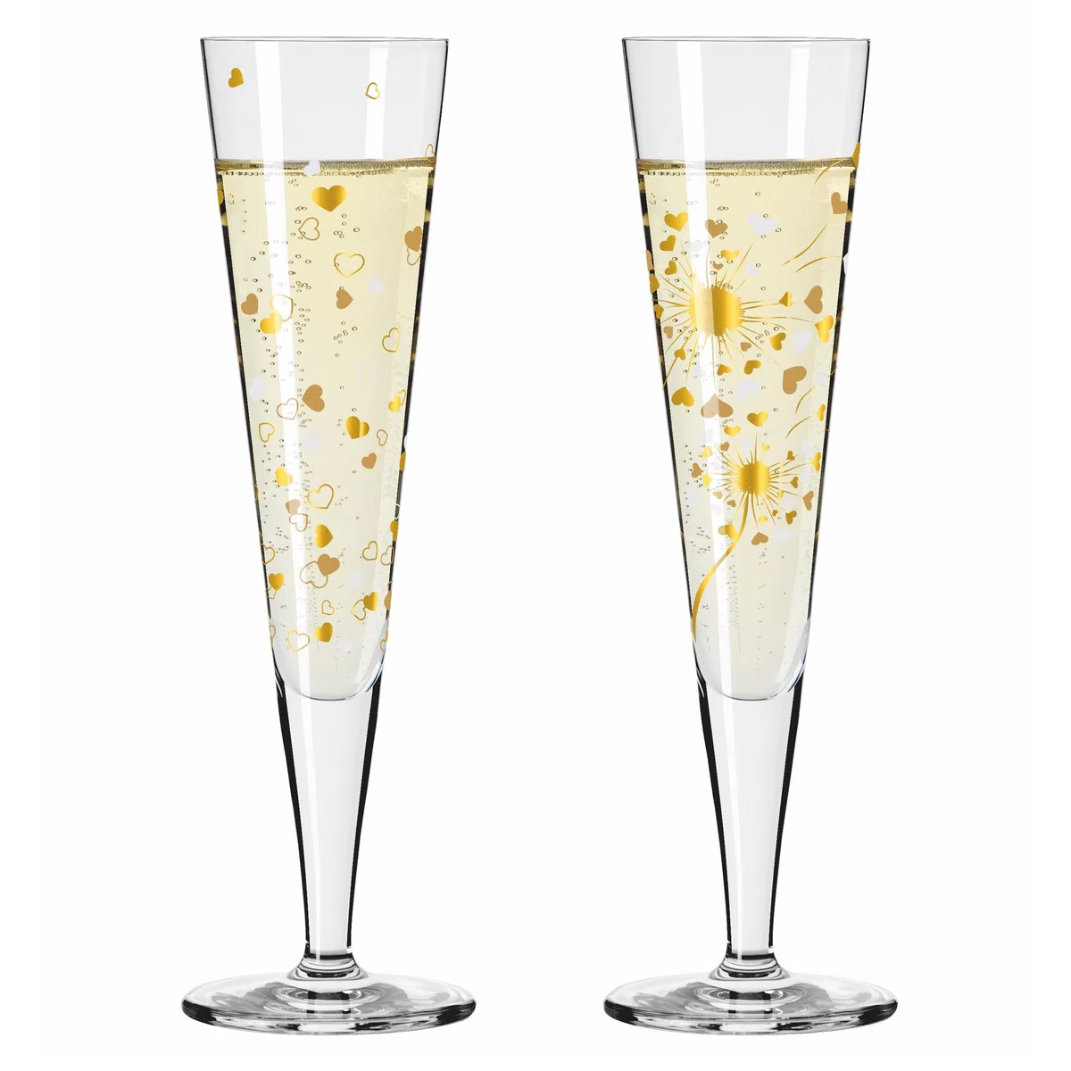 RITZENHOFF 6031007 Champagnerglas 200 ml - Serie Goldnacht 2er Set F24 - Designerstück mit Echt-Gold - Made in Germany