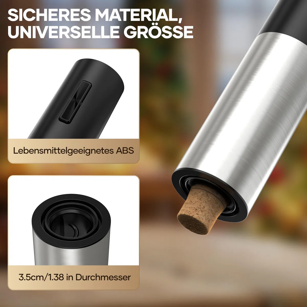 Korkenzieher Elektrisch, Assark Weinflaschenöffner Set, Automatischer Flaschenöffner, Geschenkidee Weinflaschenöffner, Korkenzieher Wein mit Folienschneider, USB-Kabel, Vakuumstopfen und Weinausgießer