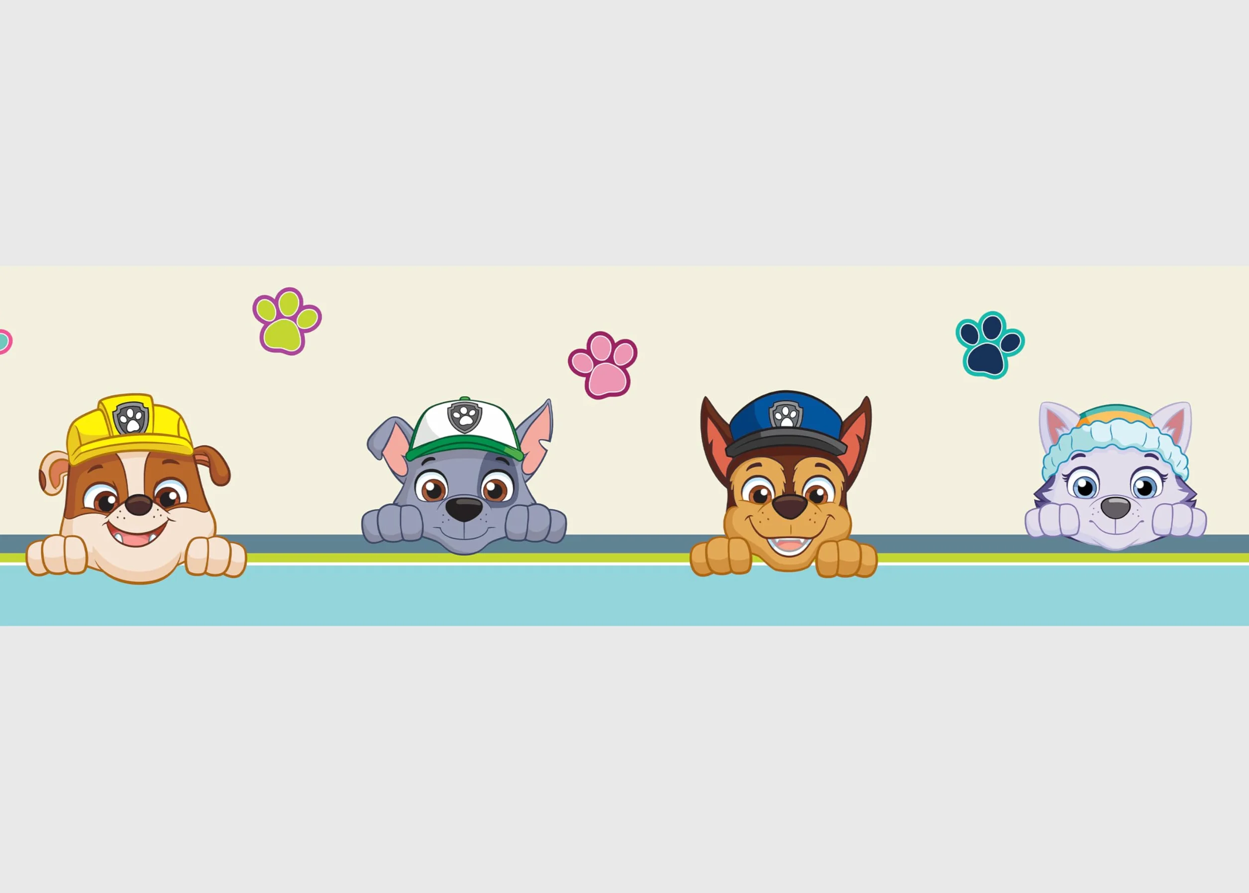 AG Design Selbstklebende Bordüre Paw Patrol Sei Glücklich, AWBD 8008 | Wasserfest Kinderzimmer Wand Dekoration | Wandbordüre für Mädchen und Junge | Folie, Mehrfarbig | Breite 500 cm x Höhe 13.8 cm