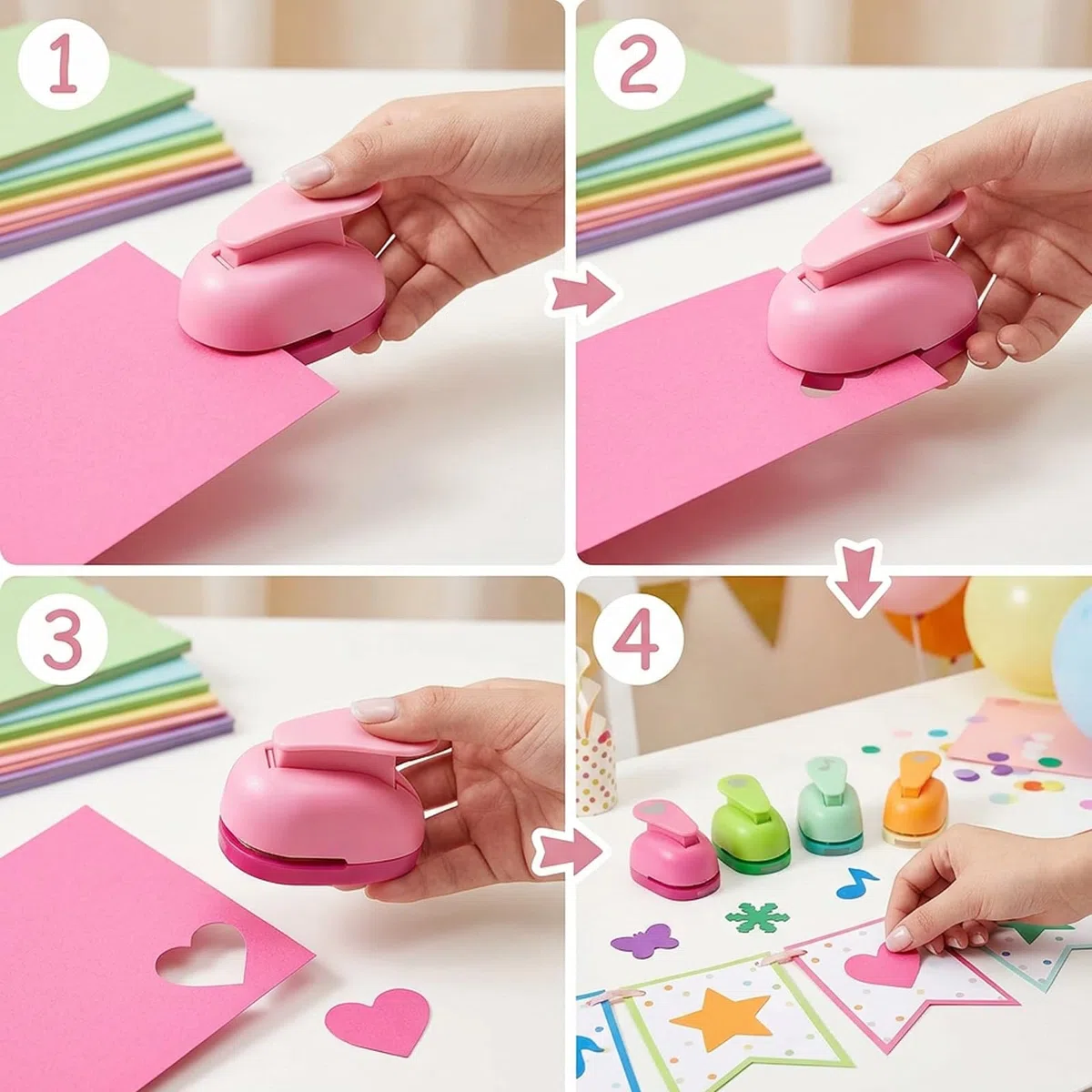 5 Motivstanzer Bastellocher, Schmetterling Herz Schneeflocke Stern Note, Stanzer Kinder Formenlocher Set Für Diy Kartenherstellung