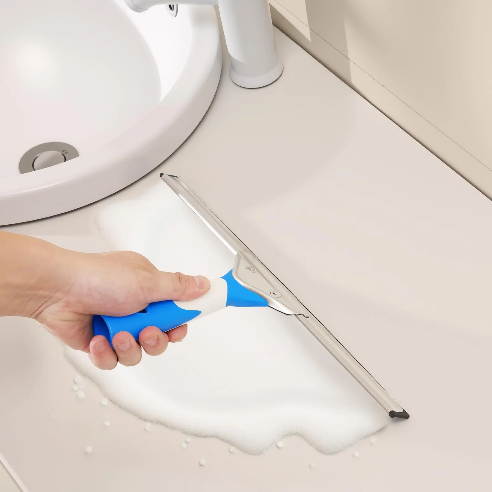 Mitclear Profi Fensterwischer(35cm), Streifenfreies Abzieher mit Silikonlippe, Fensterputzer mit Wischer, Fensterreiniger mit Abziehlippe, Fensterabzieher für Bad, Dusche, Fenster, Glas, Spiegel, Auto