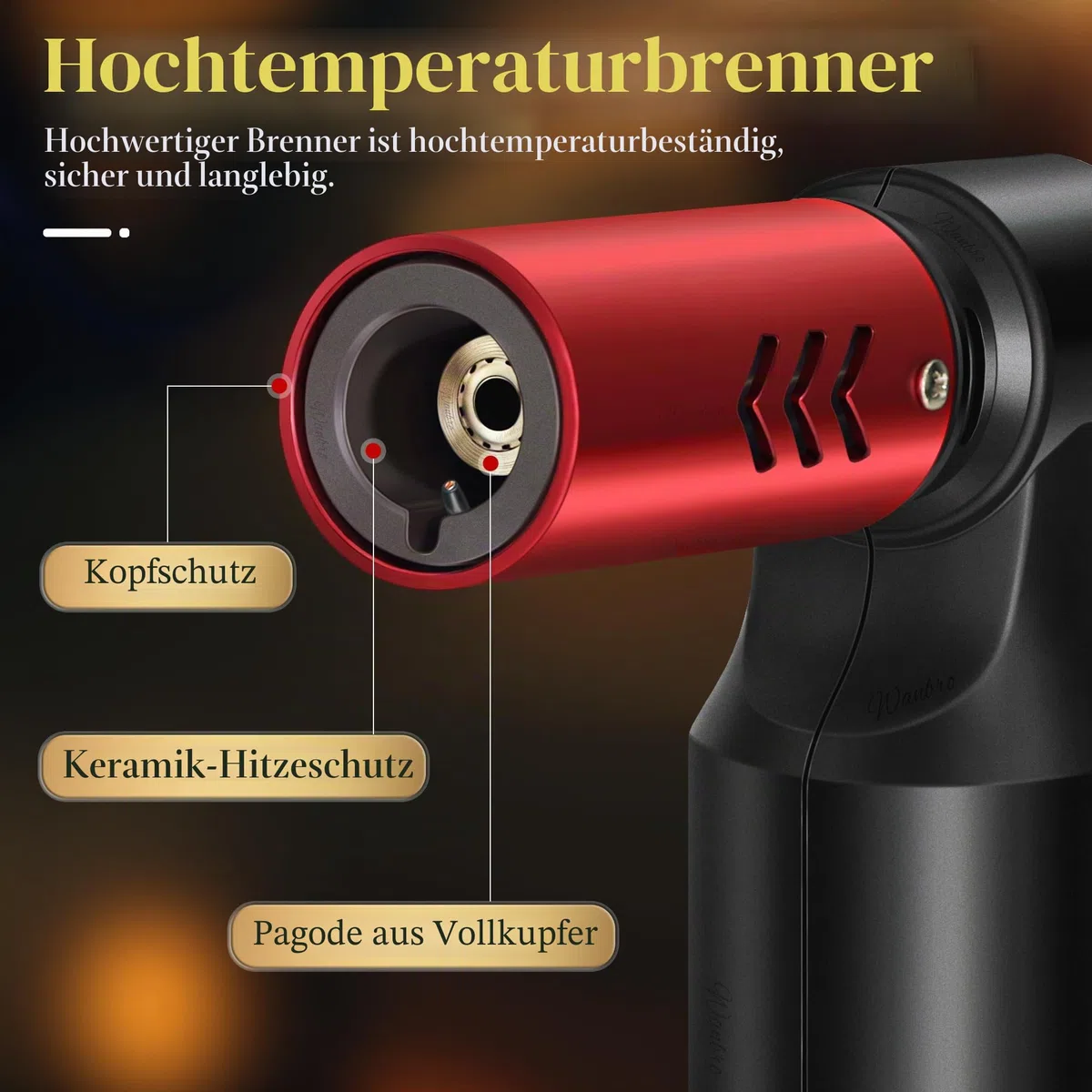 2 Stück Küchenbrenner, Flambierbrenner, verstellbare Jetflamme, Butangas nachfüllbar, winddichtes Jet feuerzeuge für Creme Brulee, BBQ, Backen, Löten (Kein Butangas)