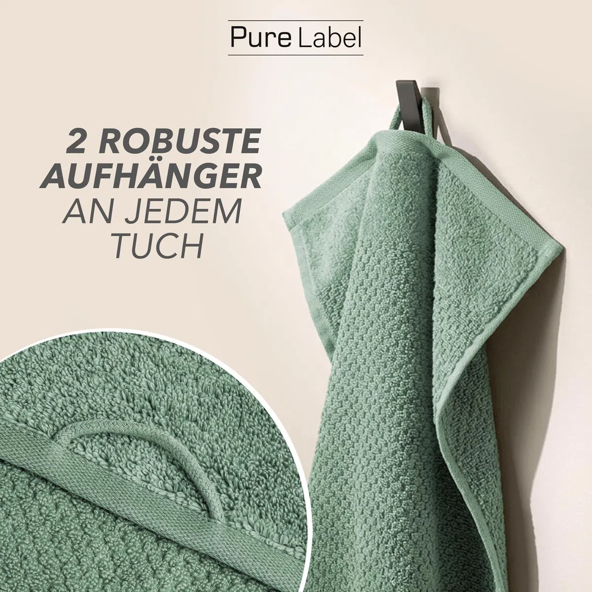 Pure Label Gästehandtuch 6er-Pack 30x50cm aus 100% Baumwolle - Salbeigrün