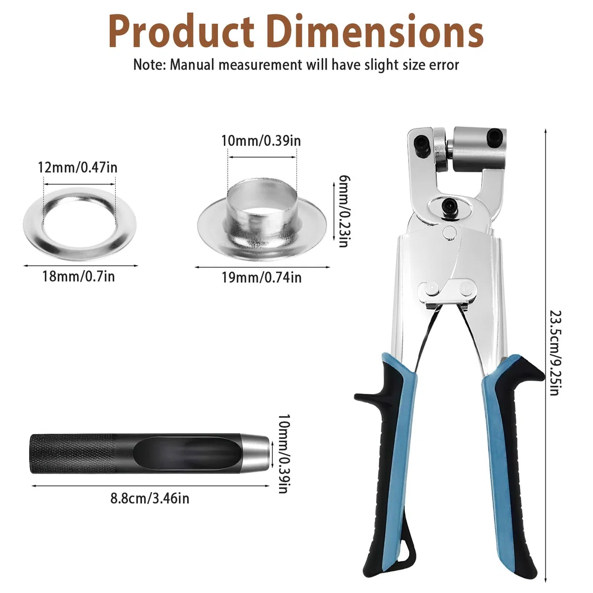 Ösenzangen Set Profi Ösenzang Set mit 200 10mm Ösen, Magnetische Ösenpresse mit Lochstanze, Edelstahl Magnetische Ösenstanze für Leder Planen Stoffe und Gürtel