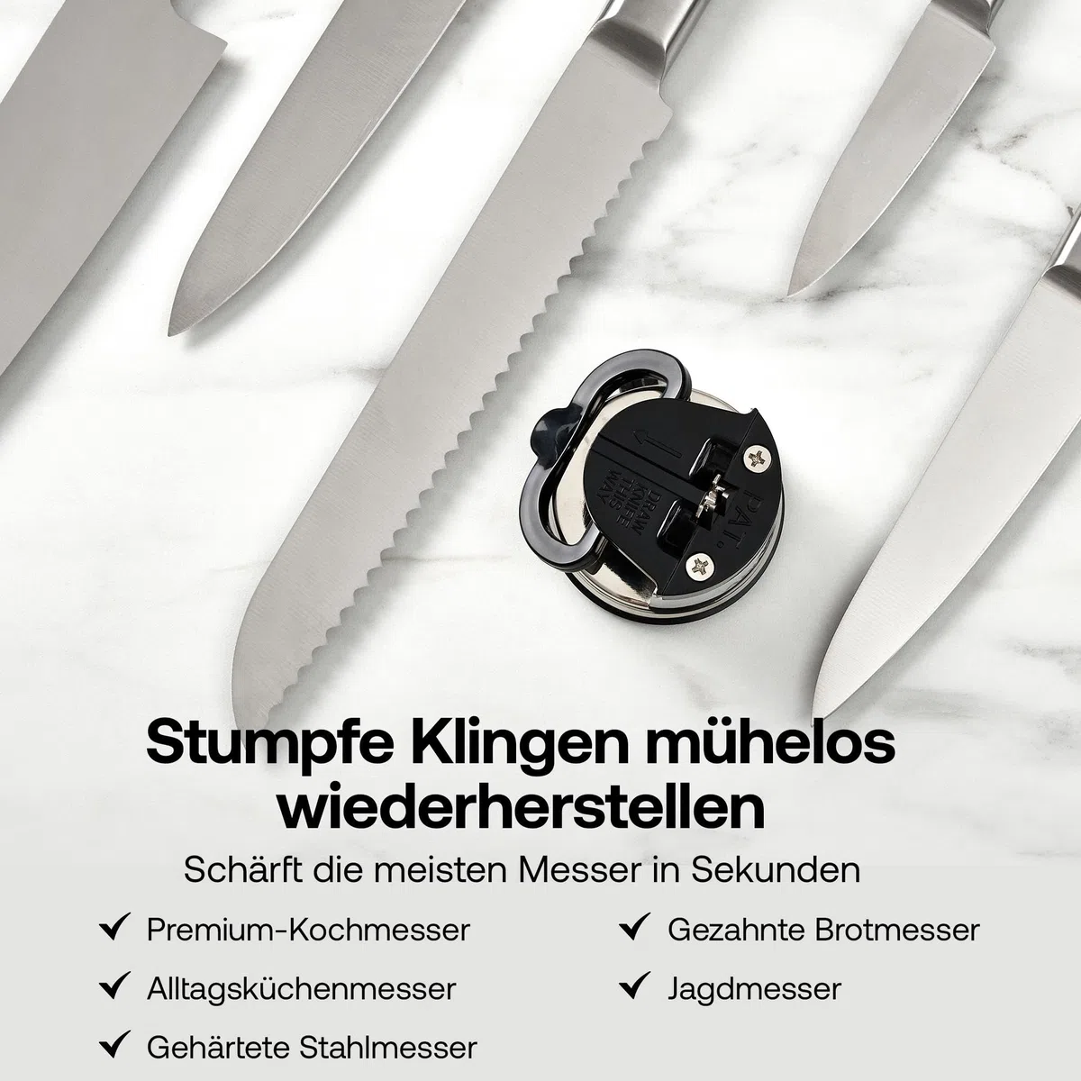 AnySharp Pro Messerschärfer (Metall) mit Saugnapf, Gebürstetes Metall