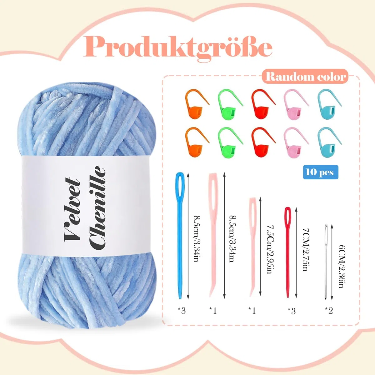 Maxee Samtig Babywolle, Samt Chenille Garn mit Häkelwerkzeuge, Kuschelweich Velvet Chenillegarn Flauschige, Weich Plüschwolle Häkelgarn Wolle zum Stricken & Häkeln
