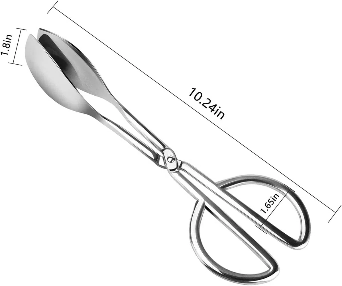 2 pack Küchenzangen, Gebäckzange, rostfreier Edelstahl Lebensmittelzange für Party, Edelstahl Salatzange Kuchenzange Grill-/Bratenzange