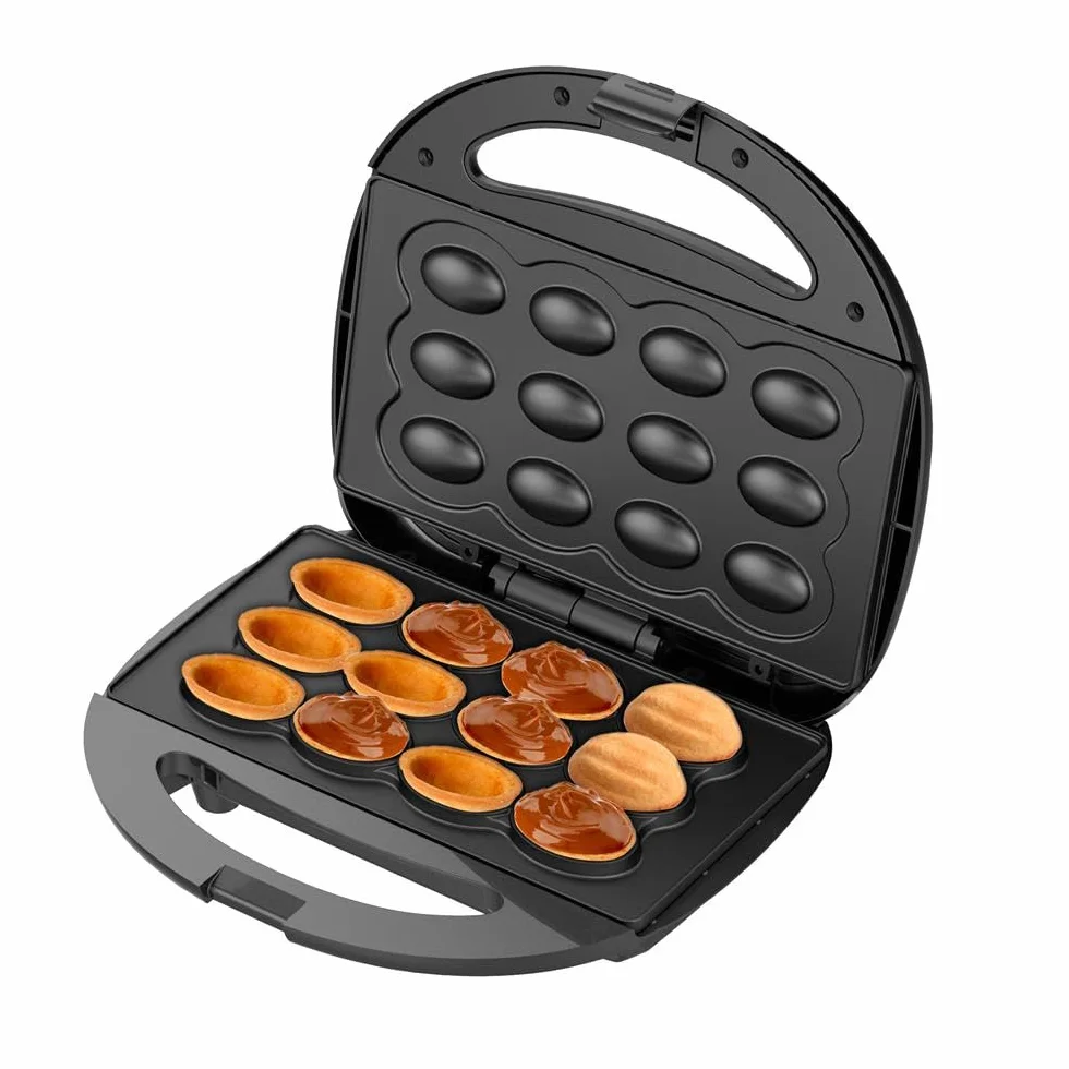ADLER EUROPE AD 3071 Nuss-Maker, Nussbackautomat, Nusskeksbereiter für 12 Kekse, Antihaftplatten, 2-minütiger Backzyklus, Cool-Touch-Griffe, 750W, Schwarz – Perfekt für frische, knusprige Kekse
