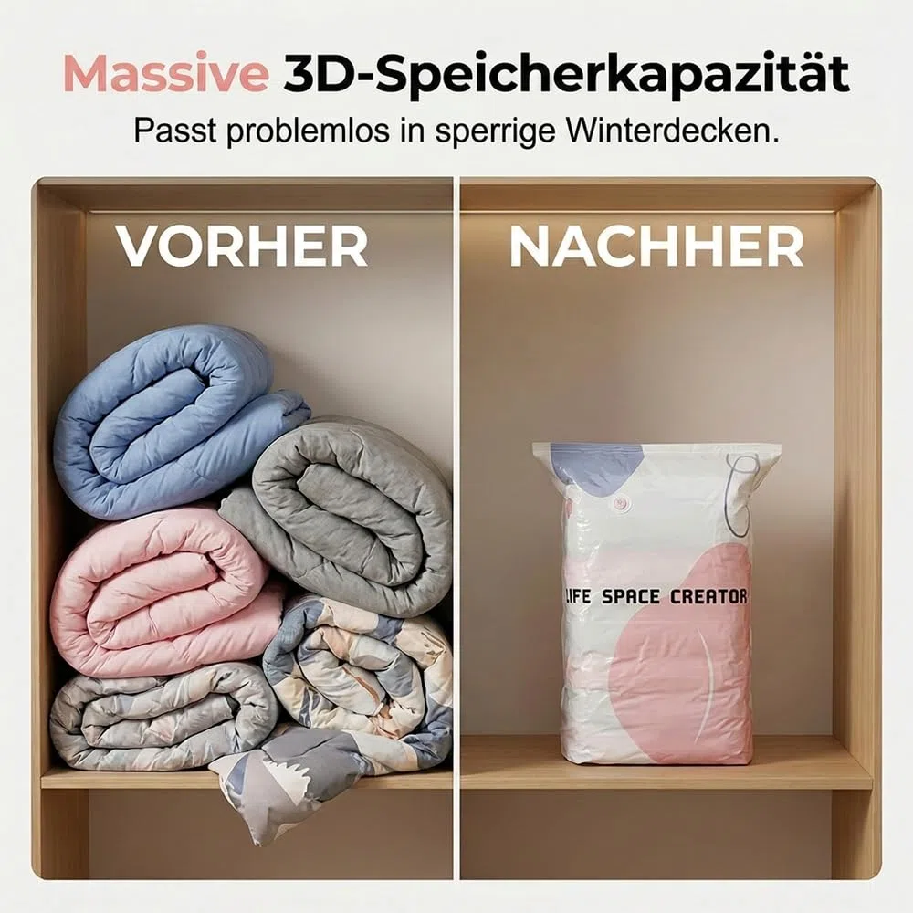 No-Pump Large Vacuum Storage Compression Bags, 2026 New Vakuumbeutel für Bettdecken, Luftdichte Kompressionsbeutel für Kleidung Kissen Bettdecken Decke (5, 100x80x30cm)