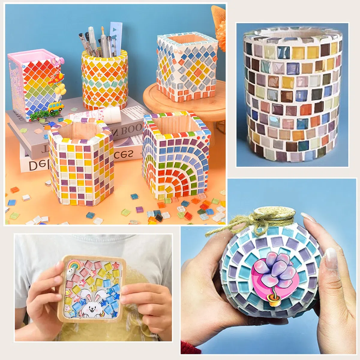 1kg Mosaikfliesen (1x1 cm, ca. 1100 Stück) Mosaiksteine zum Basteln, Mini Mosaik für Innen und Außenbereich, Badezimmer, Küche, Heimdekoration, Mix Color