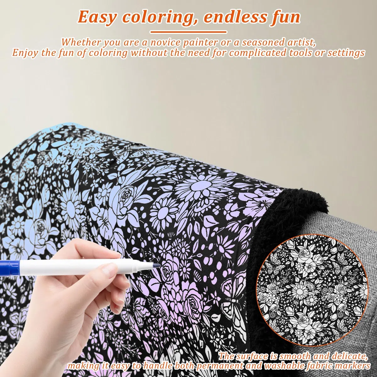 DIY-Maldecke, Decke Selbermachen Zum Ausmalen 114x146cm Kreatives Personalisiertes Zeichnen Waschbarer Stoff Umfärben Eigene Plüschdecke für Zuhause Schlafzimmer Wohnzimmer Heimdekoration(C)