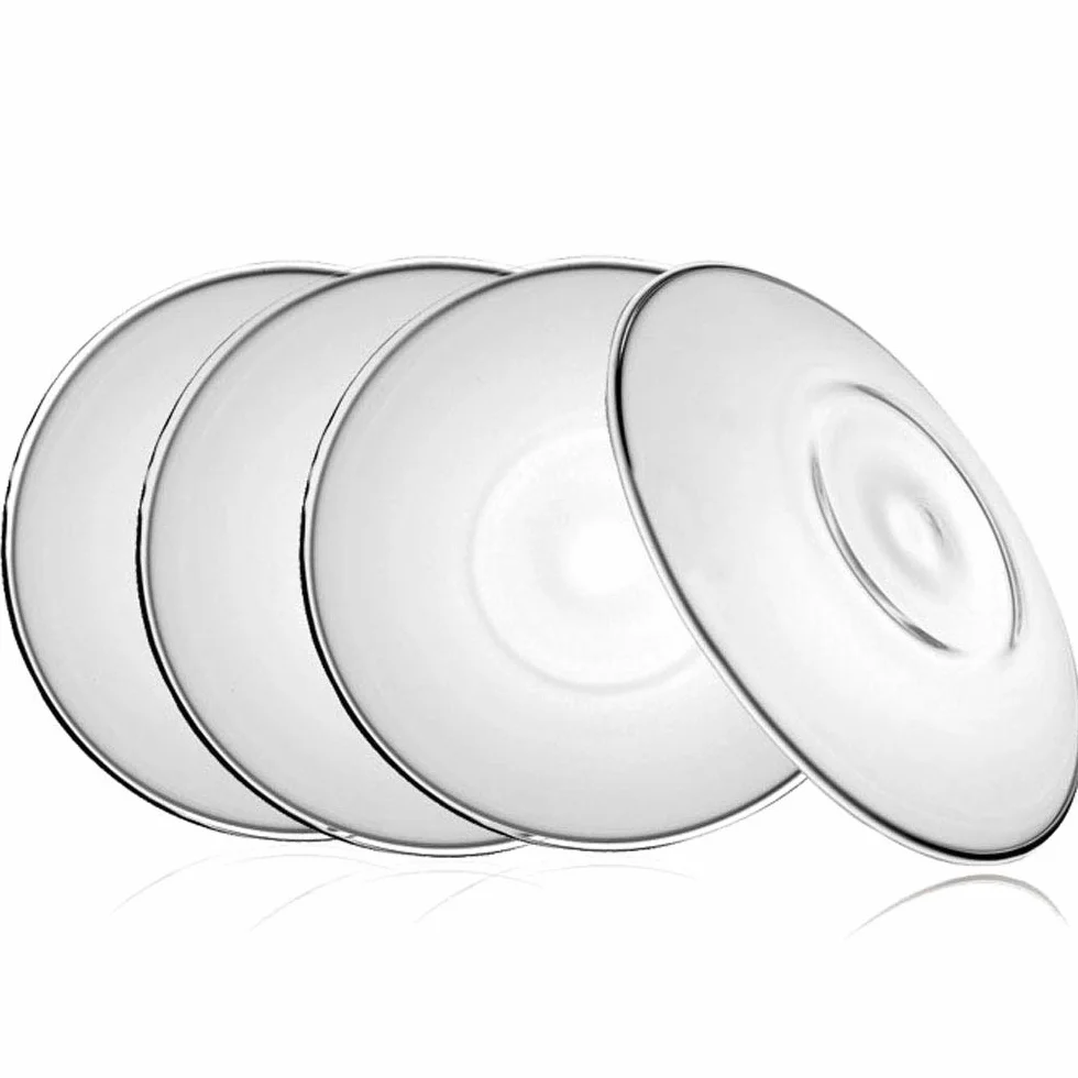 12cm Glas Untertasse Set Ideal für Familien-Tee-Service, Packung mit 4 (4* Untertasse Groß)