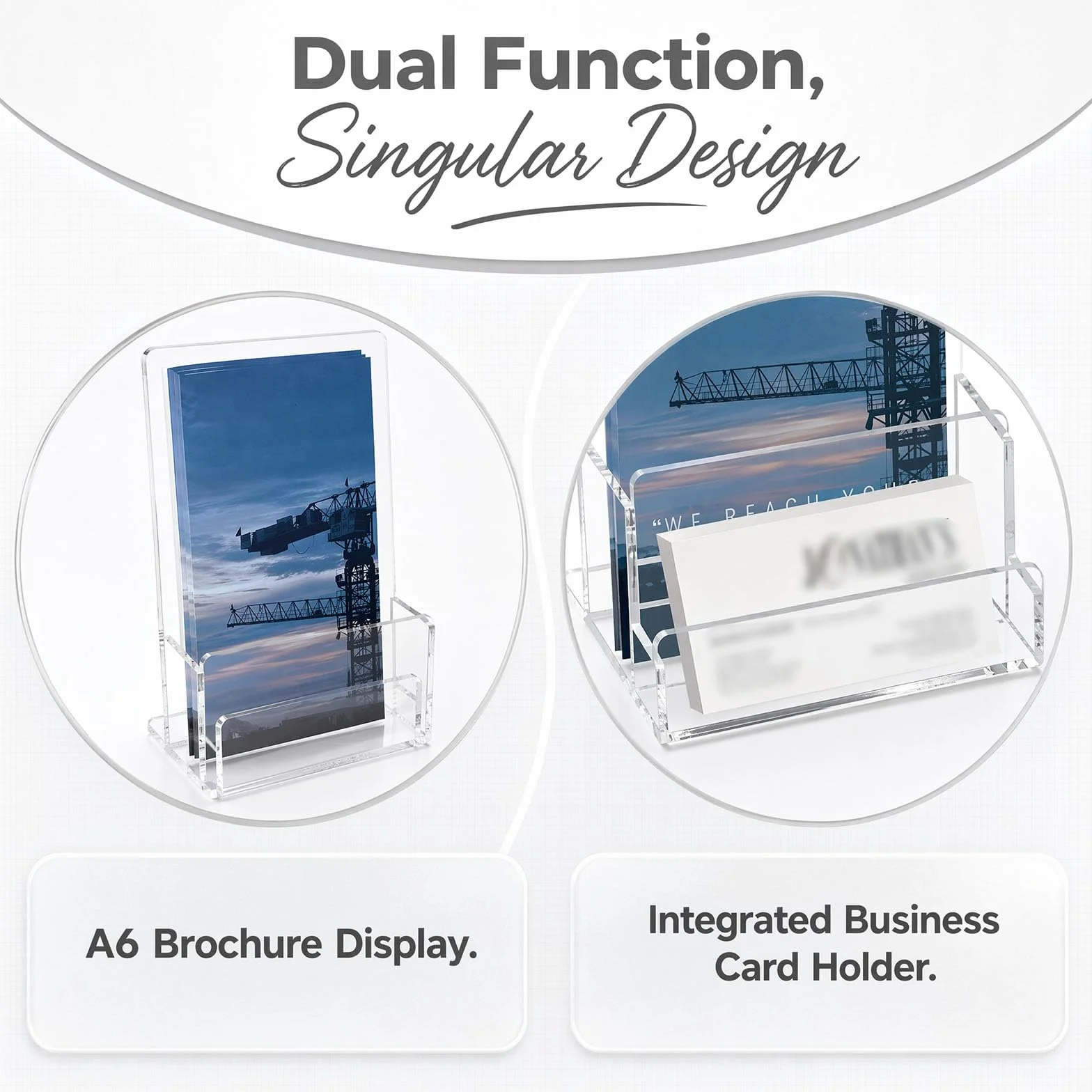 2 Stück Flyerständer a6 Acryl Flyerhalter Tischaufsteller, Prospektständer Tisch Acryl mit Visitenkarten, Prospekthalter a6 Flyer Aufsteller Ständer, Broschürenhalter Prospektaufsteller Tisch | Hochtransparentes Acryl, mit Visitenkartenfach, 3 mm dick