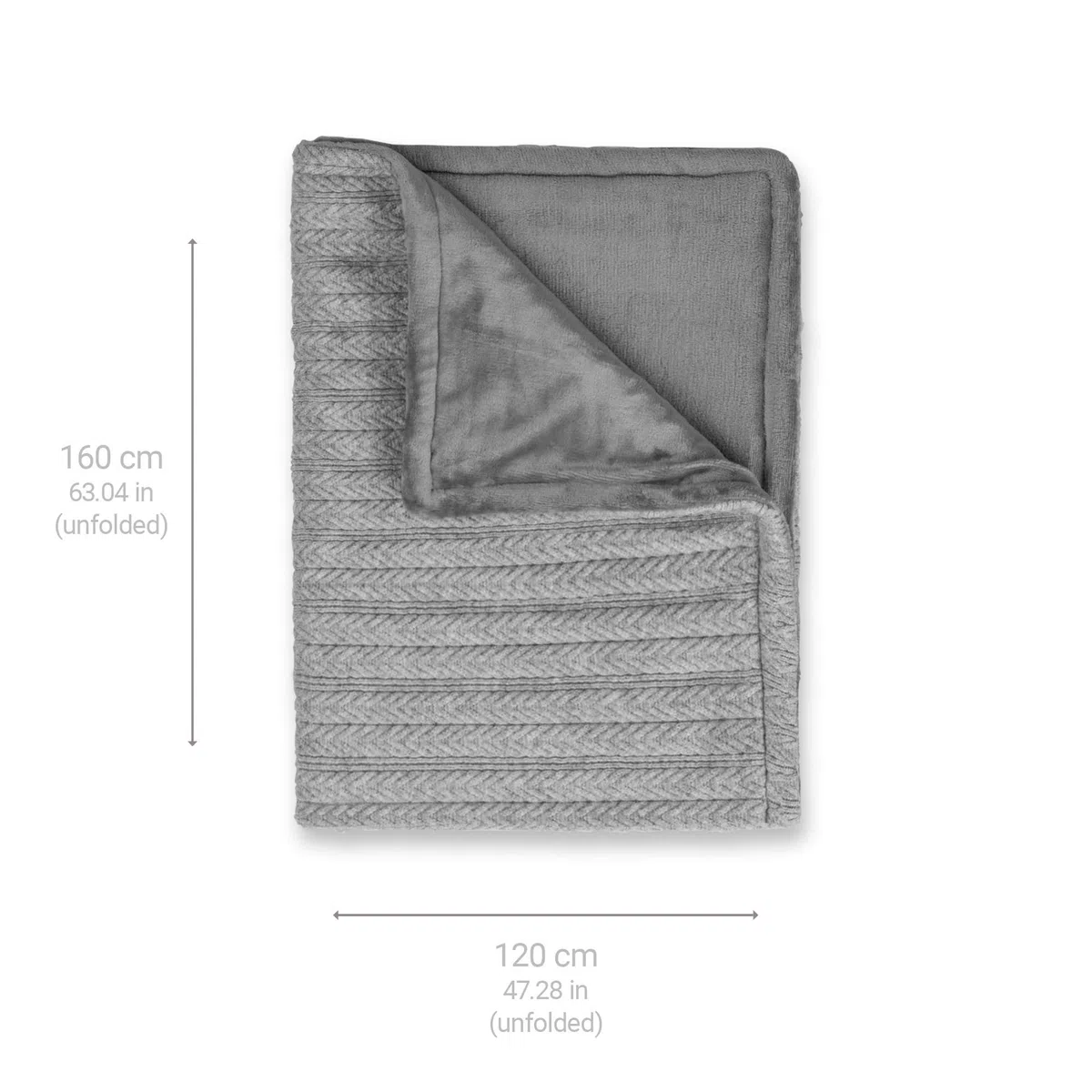 medisana HB 680 Kuschelheizdecke, Kuscheldecke im Strickmuster mit Abschaltautomatik, waschbar, Grau, 3 Temperaturstufen 160 x 120 cm, 2-farbig Wendeoptik