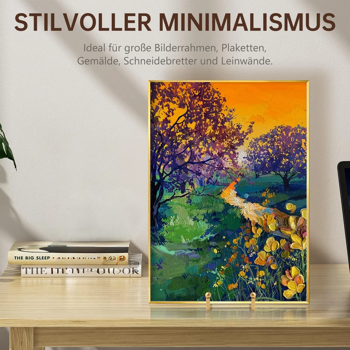 Staffelei Aufsteller Teller Ständer Metall - Tellerständer Groß - Deko Tellerhalter - Dekoteller Halterung - Eisen Staffelei fuer Buch | Foto | Bilderrahmen | Gedenktafel - Gold - 2 Stück - 25 cm