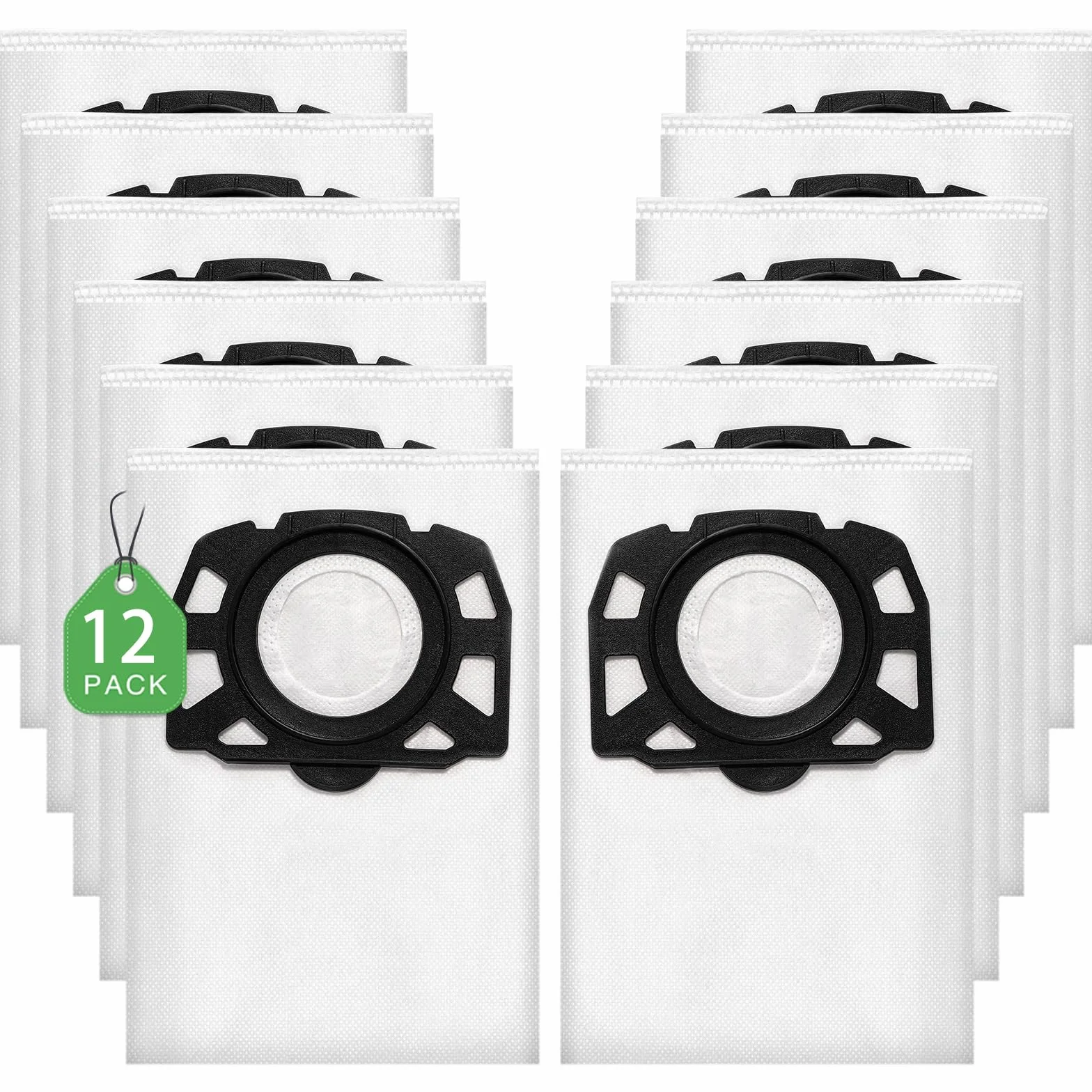 12 Stück KFI 357 Staubsaugerbeutel für Kärcher WD2Plus/WD3/KWD1 /KWD2/KWD3/MV3/WD3.200-WD3.800M/SE4001/SE4002 Staubsauger,Ersetzt 2.863-314.0,für Nass-/Trockensauger mit Kunststoffdeckscheibe