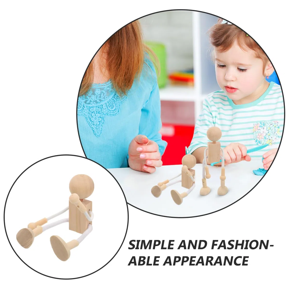 EXCEART 12 Stk Kinderpuppen Hölzerne Wäscheklammerpuppen Kokeshi Puppen Selber Machen Roboter Unfertige Holzdekoration Selber Machen Lernspielzeug Gewöhnliche Kleinkind Marionette Bambus