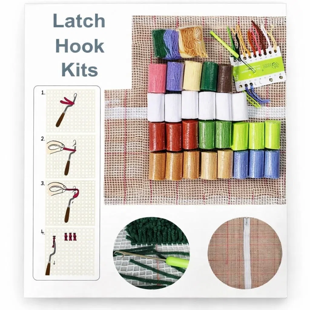 DIY Knüpfteppich Set Handgemachte Geschenke für Kinder Erwachsene 43cm x 43cm