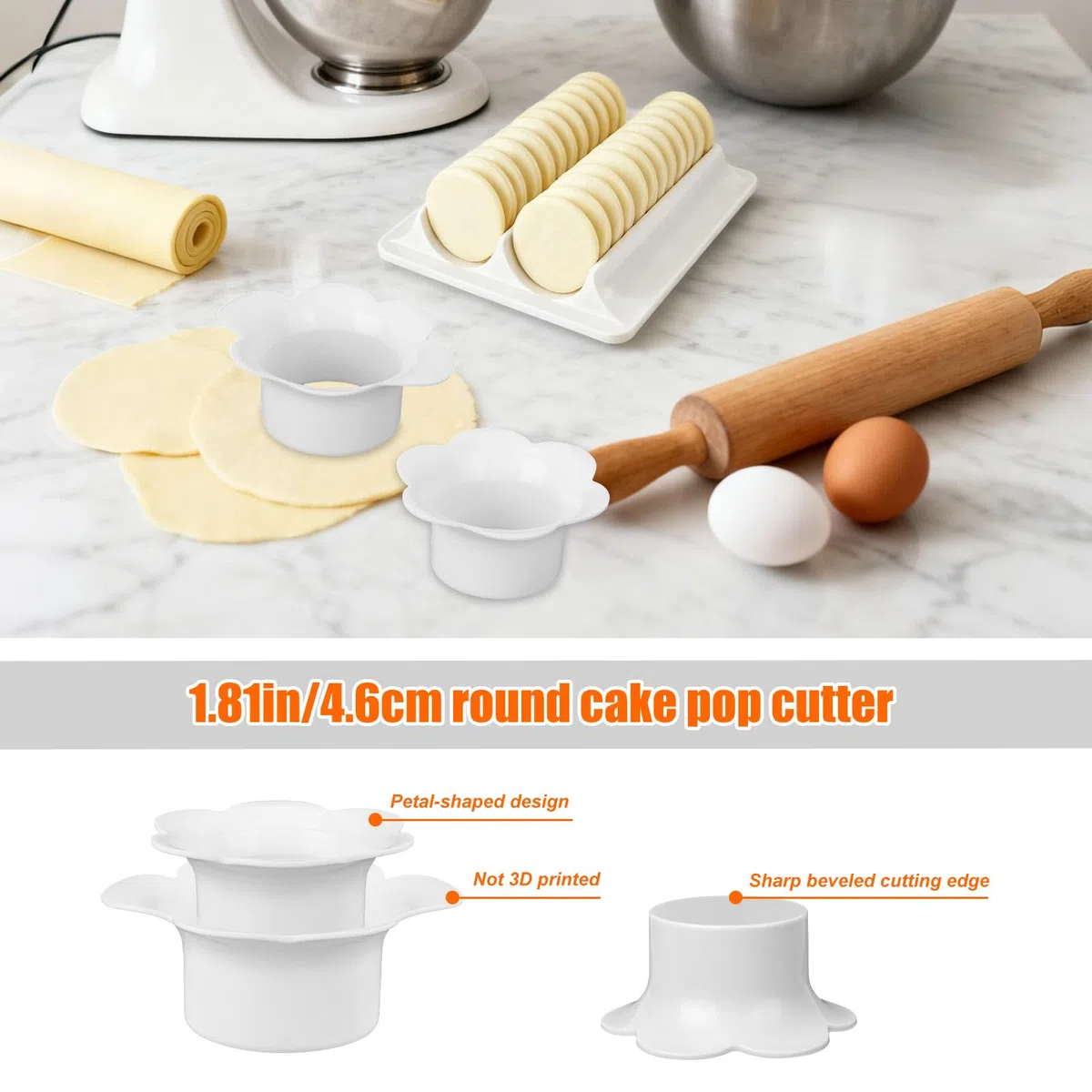 Penitue Cake-Pop-Ausstecher und -Stopfer mit Tablett-Set, ABS Nicht 3D-Gedruckt Rundes Cake-Pop-Form-Set mit 100 Papierstäbchen DIY-Schokoladendesserts Heimbacken Hochzeits- und Party-Leckereien