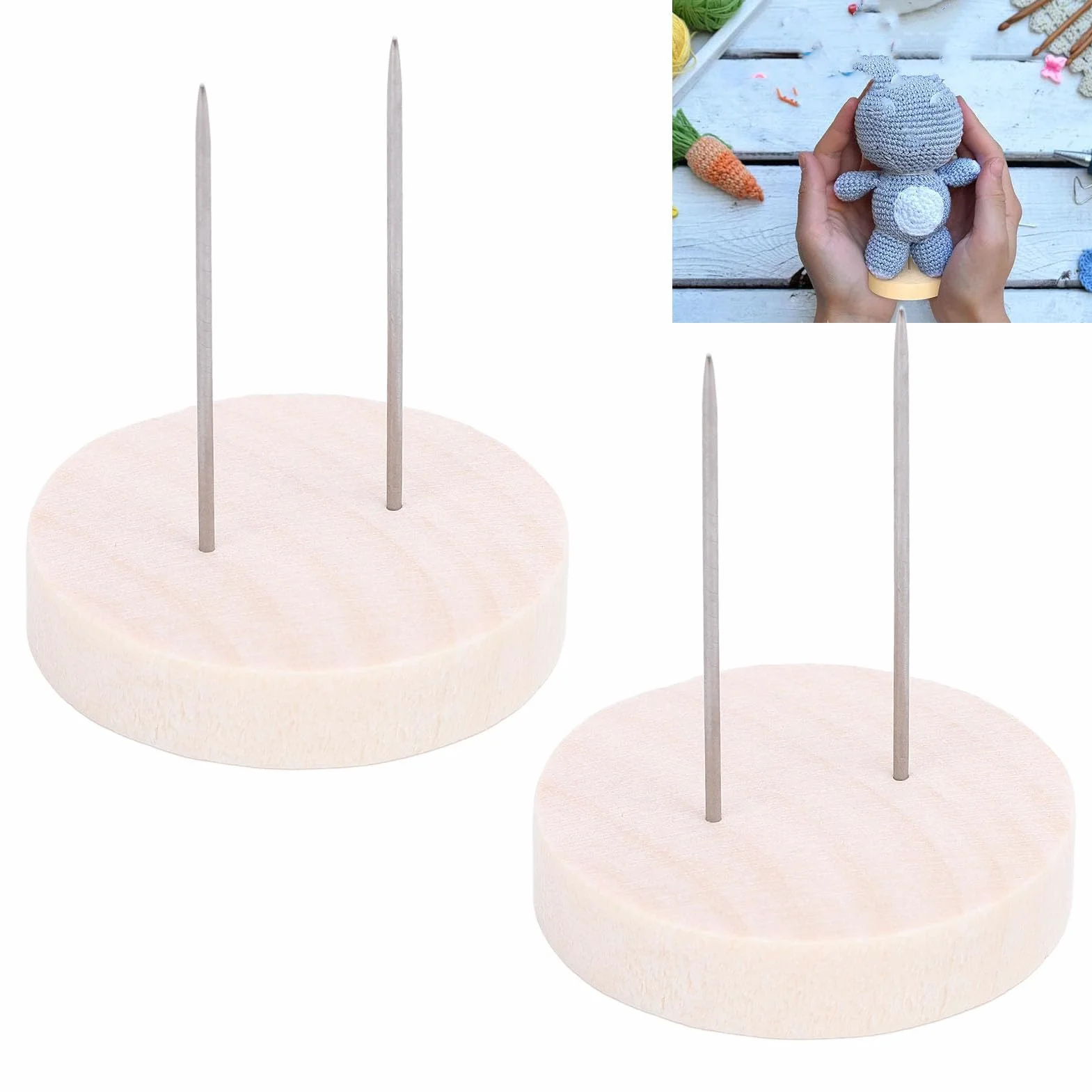 24 Stück Häkelpuppenständer Verstellbar, 12 Einzelnadeln 12 Doppelnadeln aus Holz Gestrickte Puppenständer, Häkelpuppenständer, Häkelpuppenständer aus Holz