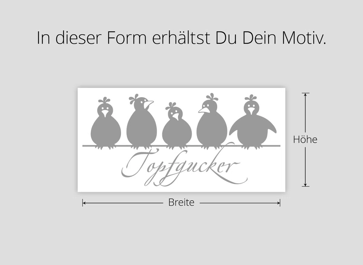 Grandora Wandtattoo Topfgucker 5 Vögel I schwarz 70 x 33 cm I Küche Spruch Zitat Aufkleber selbstklebend Wandaufkleber Wandsticker W862