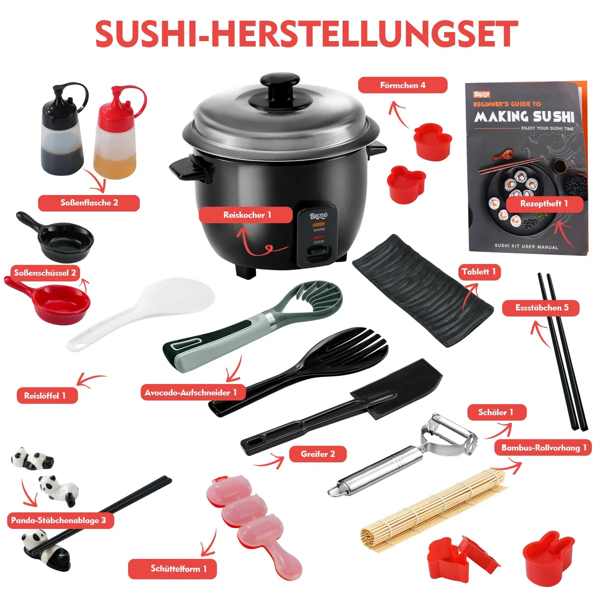Sushi Maker Set，Sushi zubehör，Sushi Set zum selber Machen ，DIY for Anfänger，kreative Hobbyköche