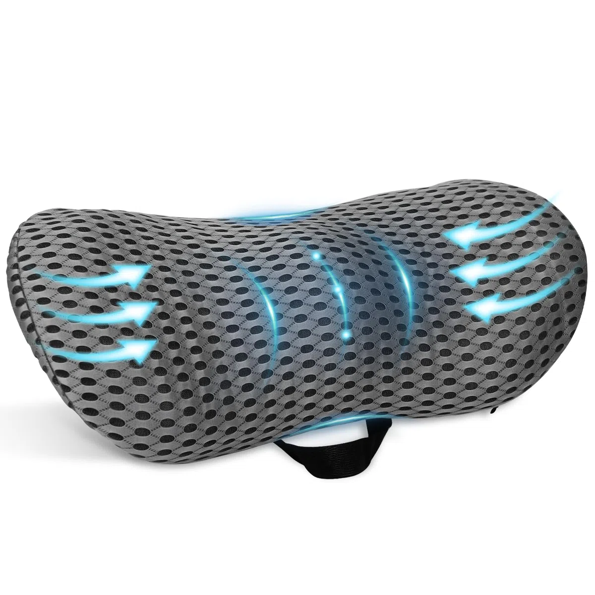 Memory Foam Lendenkissen,Ergonomisches Rückenkissen,Lendenwirbelkissen mit atmaksaktivem Bezug & verstellbarem Gurt,Rückenstützkissen,Rückenpolster für Auto,Bürostuhl,Bett,Sofa (grau)