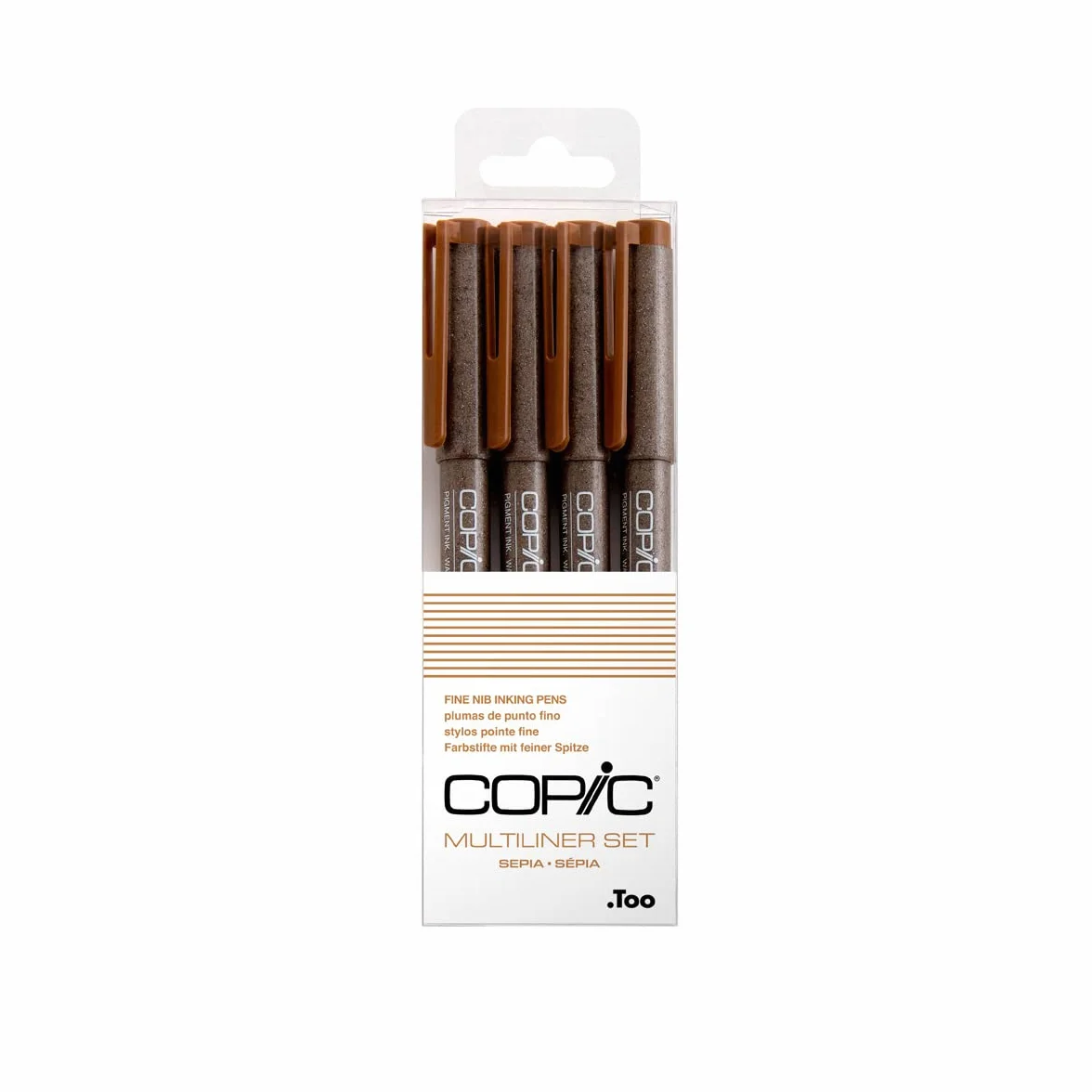 COPIC Multiliner Set, Sepia, 4 Fineliner in verschiedenen Strichstärken, Zeichen Stifte mit einer feinen Spitze und wasserbeständiger Pigmenttinte