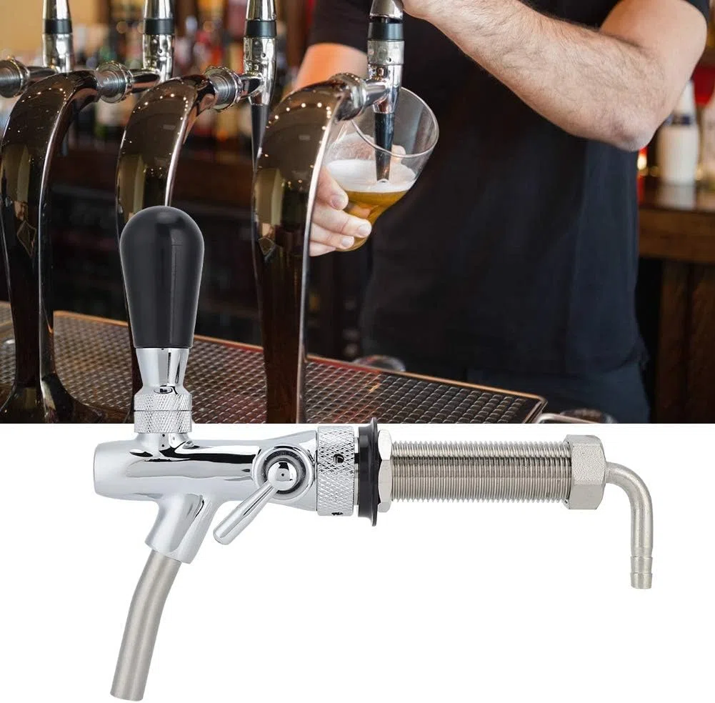 Nikou Bierhahn Langer Schaft, Bierzapfhahn Einstellbare 98.5mm G5/8in Gewinde Biernippelschaftbaugruppe für Verstellbare Bierzapfhähne für Hausbrauanlagen