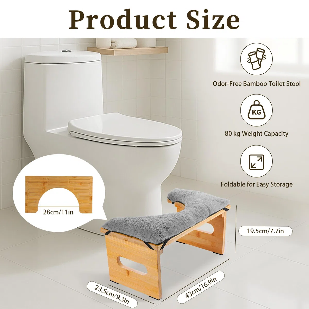 Toilettenhocker für Erwachsene mit bequemem Kissen, faltbarer und langlebiger Toilettenhocker für Erwachsene