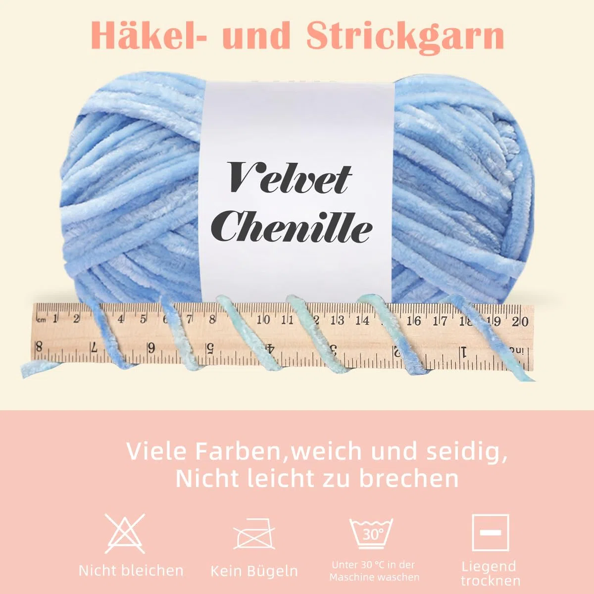 Maxee Samtig Babywolle, Samt Chenille Garn mit Häkelwerkzeuge, Kuschelweich Velvet Chenillegarn Flauschige, Weich Plüschwolle Häkelgarn Wolle zum Stricken & Häkeln