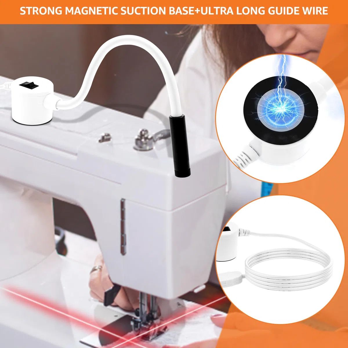 Magnetische Positionierungsleuchte,Magnetic Positioning Quilting Light,Fadenkreuz und Einstellbare Adsorption,für Stickerei,Patchwork,Obere Naht,Zuschnitt(Kreuz)