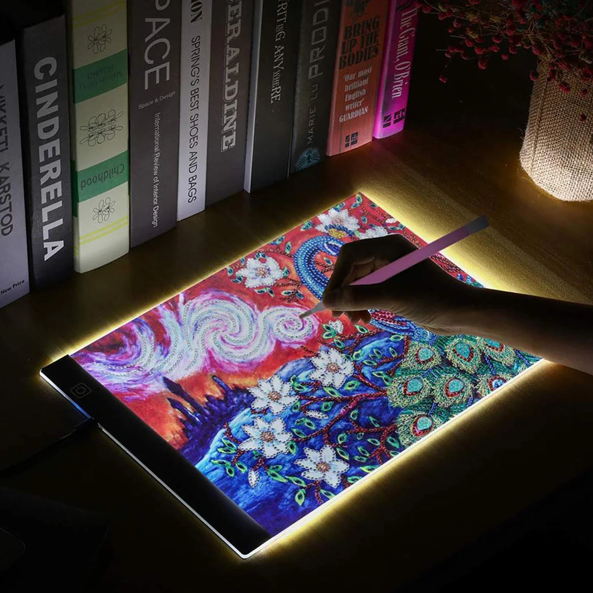 INSANYJ Leuchttisch A4 für Diamond Painting Zubehör, Einstellbare Helligkeit Lichtplatten mit Ständer für Diamant Painting, Malen, Designen, Zeichnen Skizzieren