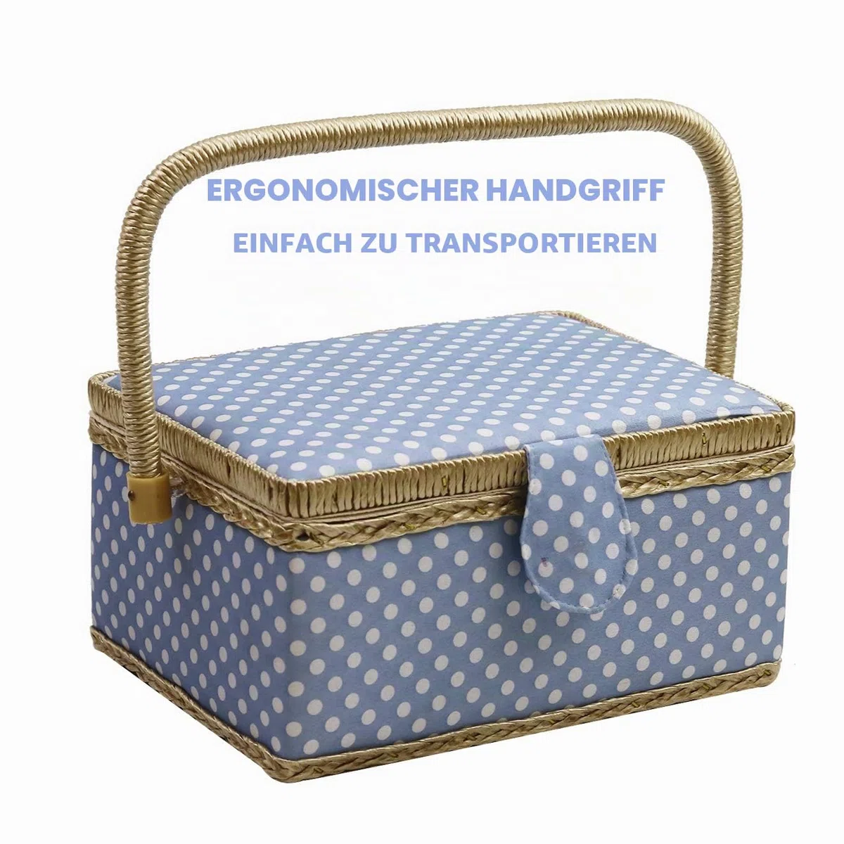 D & D Nähset-Korb für zu Hause, für Aufbewahrung und Organisation, tragbar, für Nadeln, Garn usw., Nähkorb mit Zubehör M blau