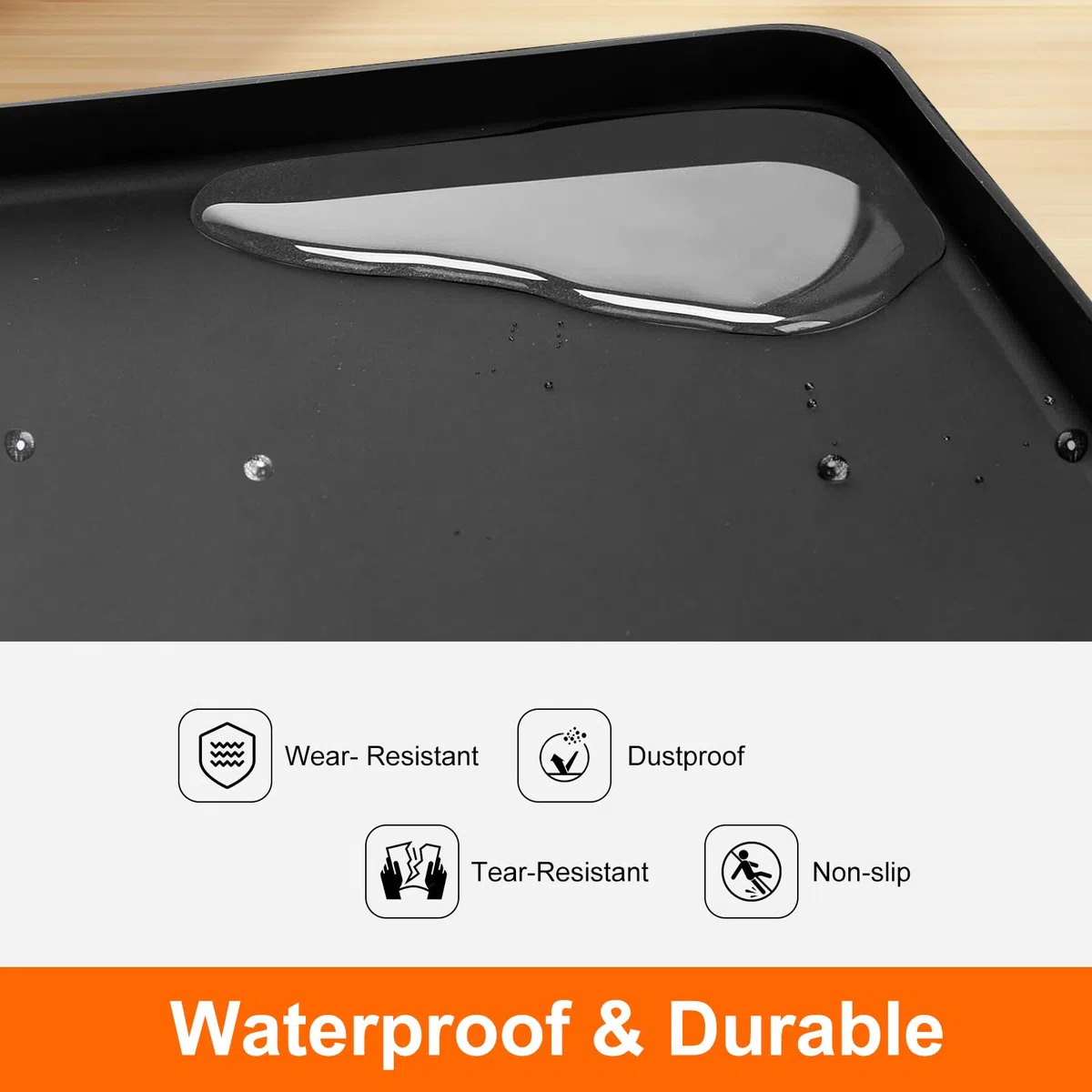 KüHlschrank Matten, 50x50x1.5cm Silikon KüHlschrankmatten Mit ErhöHtem Rand Leck-Proof Washer Drip Tablett Waschmaschinen Unterlage FüR Teppich Boden Schutz, Schwarz