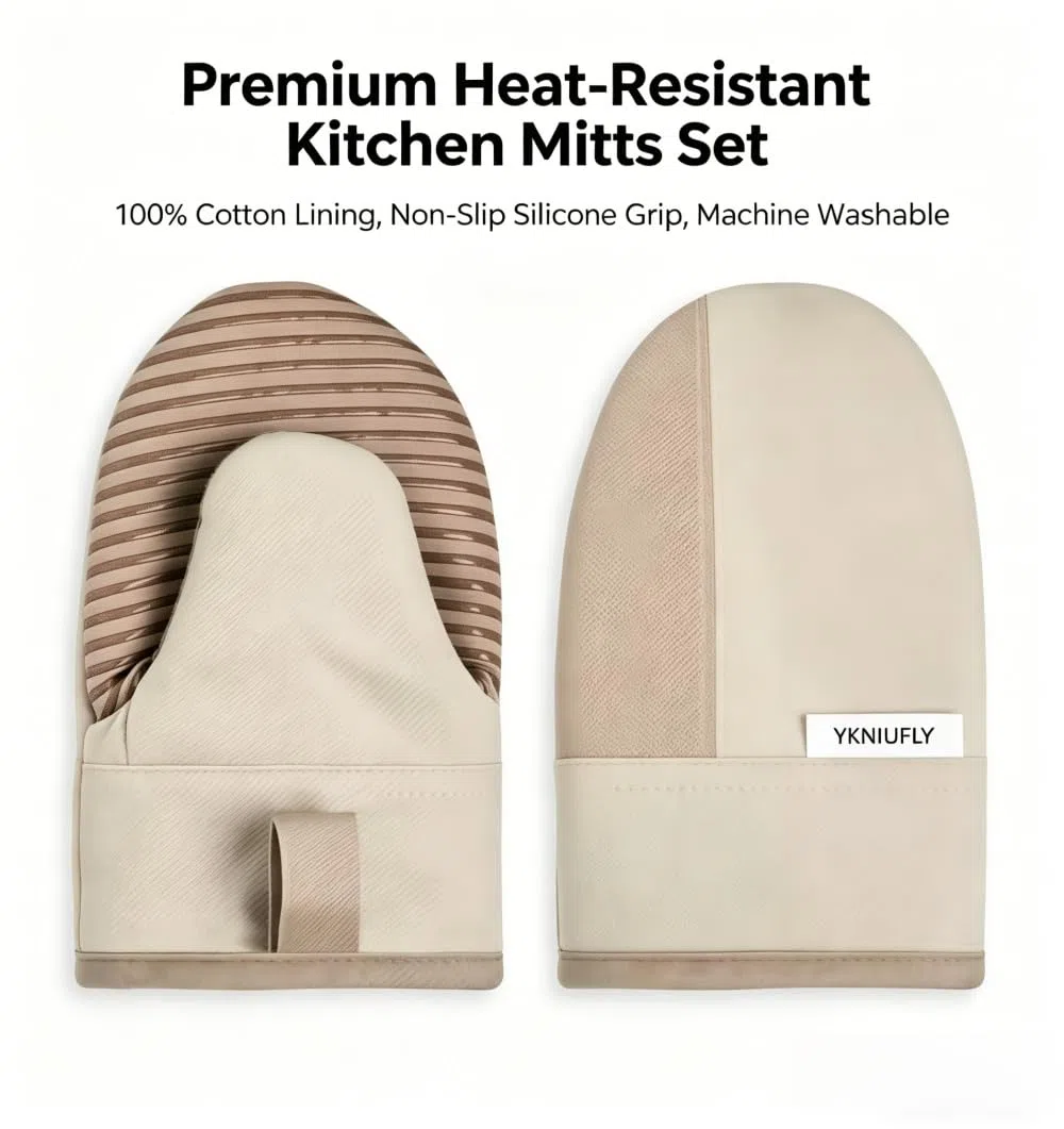 YKNIUFLY 1 Paar Ofenhandschuhe, Hitzebeständige Silikon-Küchen-Mini-Ofenhandschuhe, rutschfeste, Bequeme Aufnahme, Geeignet für Haushalt, Grill im Freien, Backgeräte.