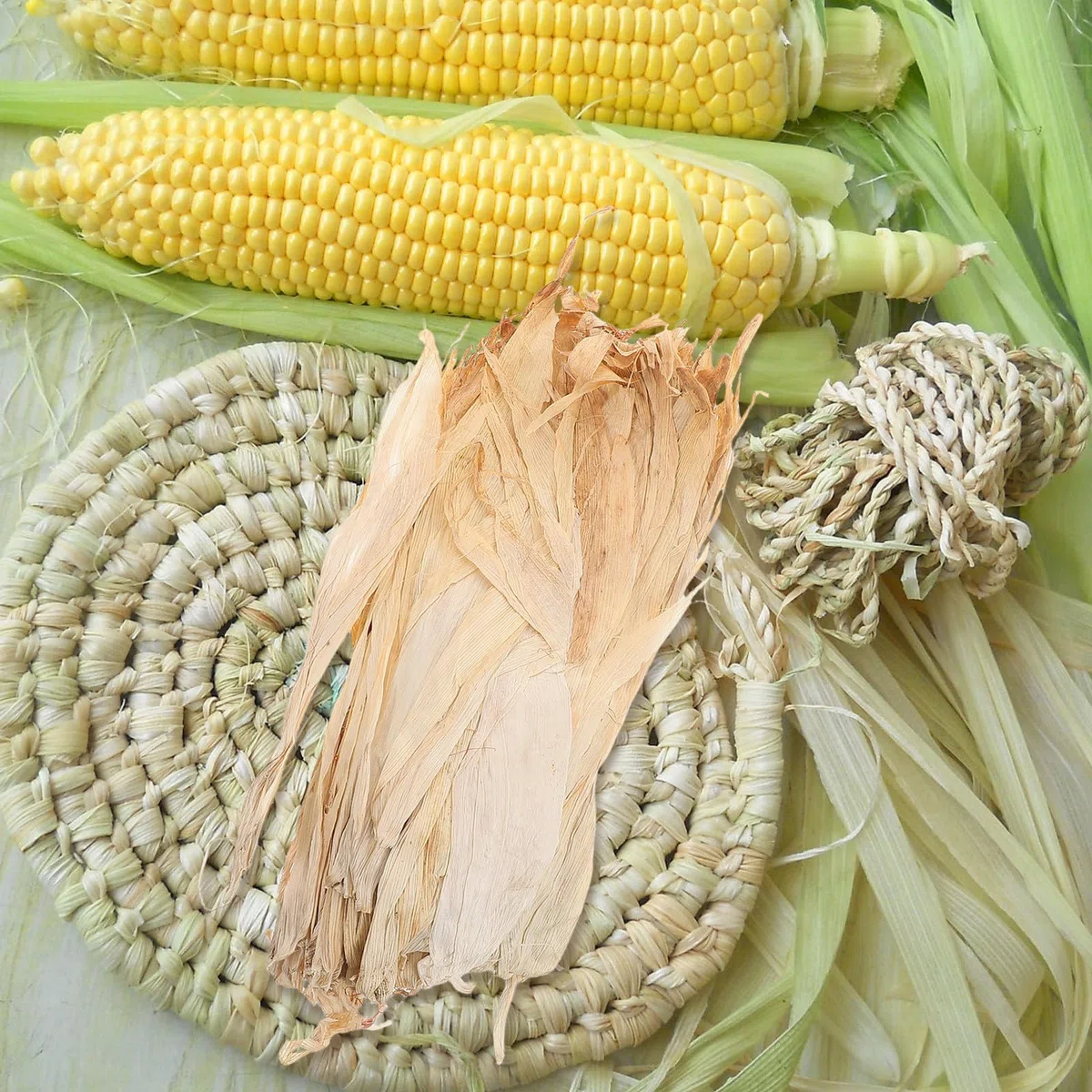 Veemoon Handgewebtes Selbstgemacht Projektmaterial aus Maisblättern Naturbelassen Sicheres Bastelmaterial für Handarbeit zum Flechten und Dekorieren im Zuhause