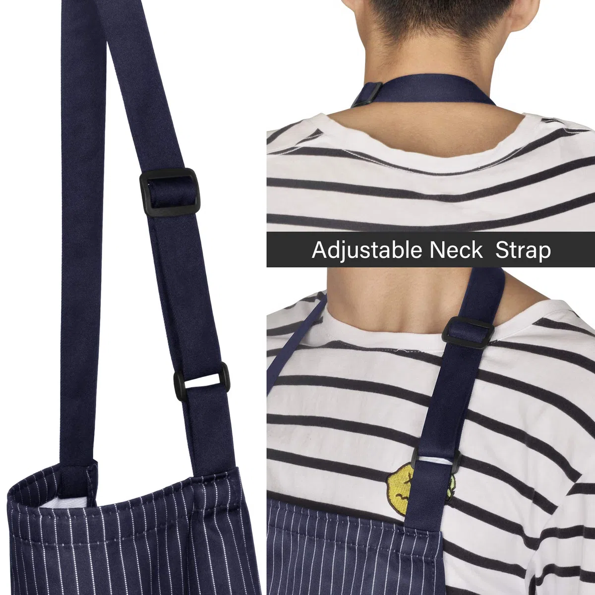 Viedouce 2 Pack Schürze,Wasserdicht Kochschürze mit Taschen,Verstellbarem Küchenschürze Grillschürze latzschürze Küchenschürze für Frauen Männer Chef-Belastbar Einfach zu Reinigen,Streifen Marineblau