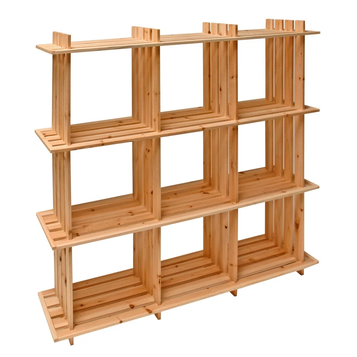 DEMA Holzregal Universalregal – Lagerregal, Kellerregal, Aufbewahrungsregal – stabil, platzsparend, vielseitig – 9 Fächer, 113x27x110 cm, Wohnzimmer, Keller, Büro