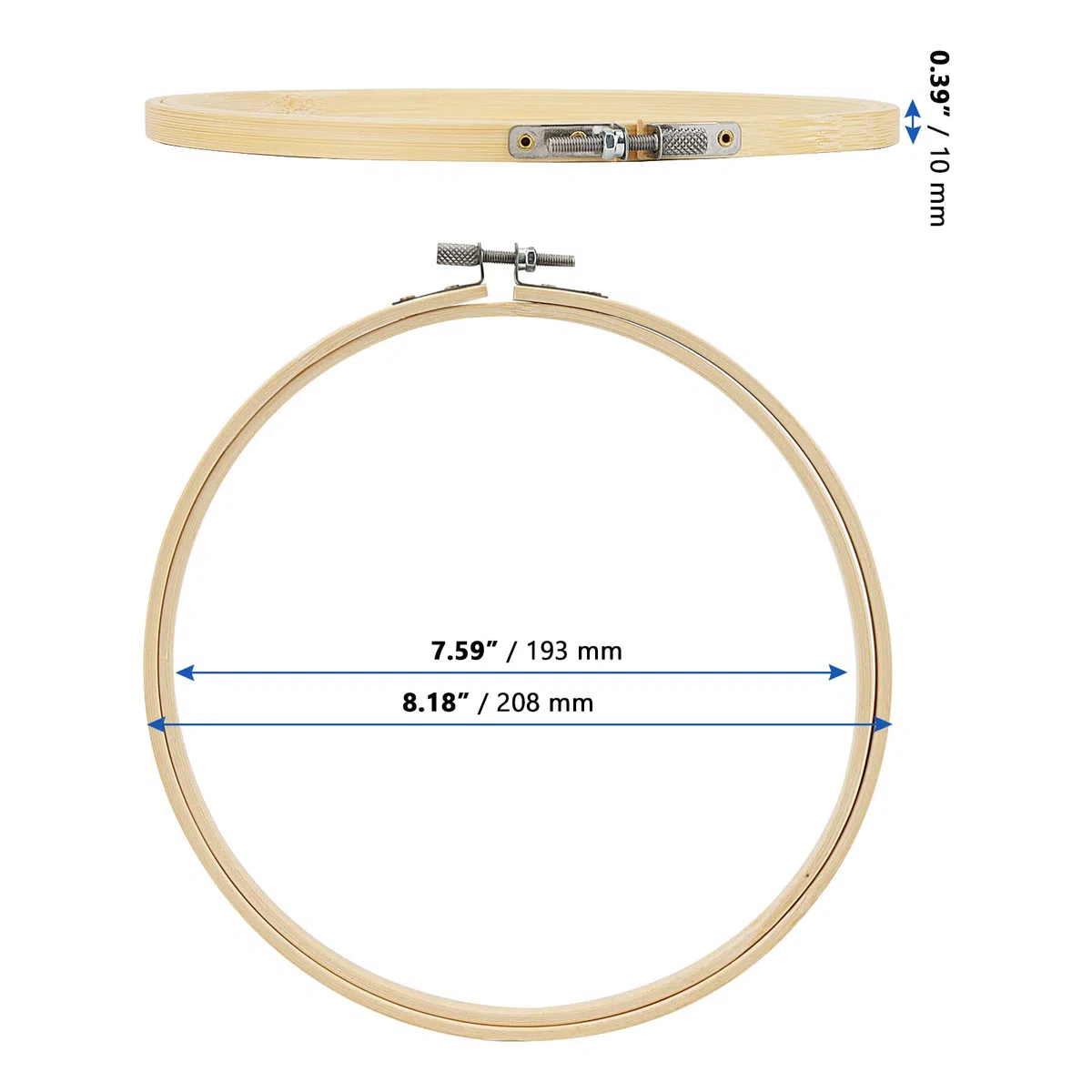 CHUIFAI 15 Stück 20 cm Stickrahmen Holz Rund, verstellbar Kreuzstich Rahmen Holz Stickringe Bambus Kreuzstichrahmen für DIY Kreuzstich Stickerei