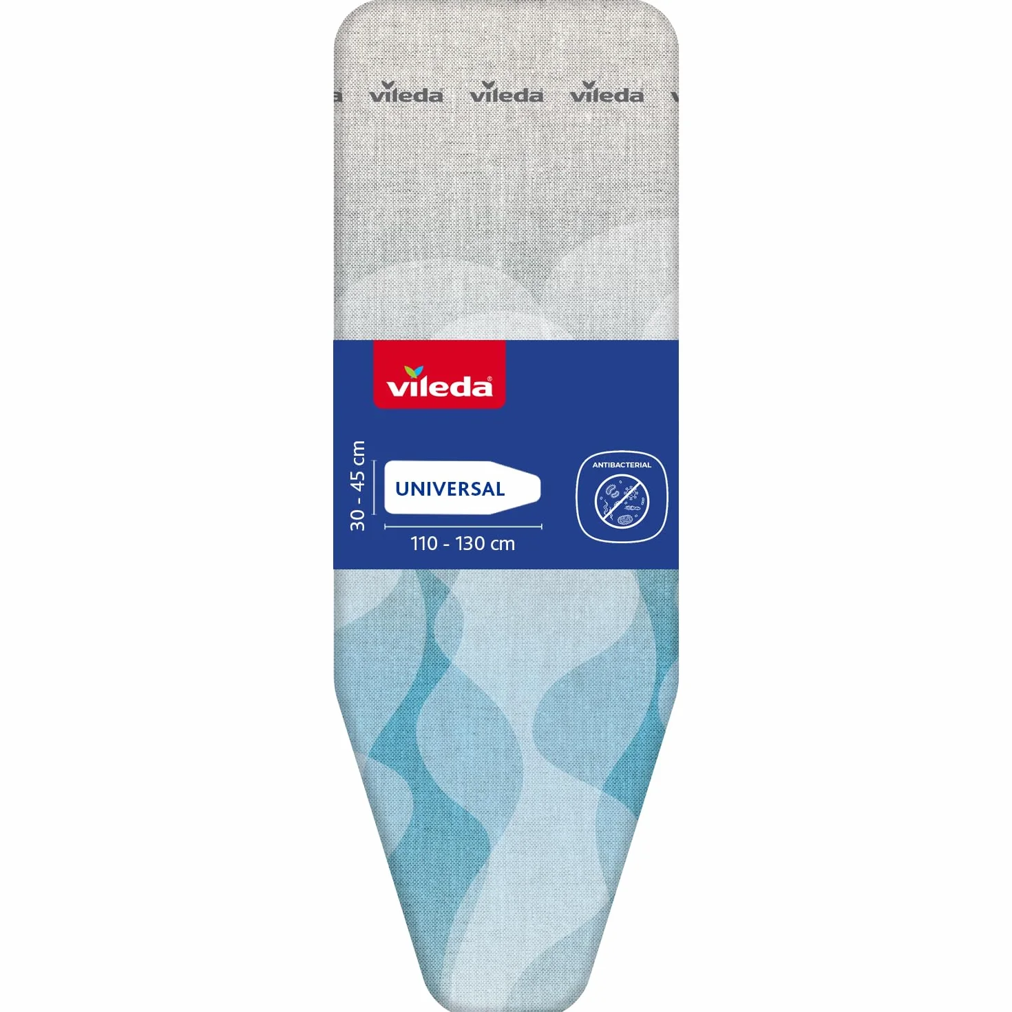Vileda Ultra Fresh Bügelbrettbezug, antibakterieller Bügelbezug gegen Bakterienwachstum, für Bügelbretter von 110-130 cm x 30-45 cm, Farbe Grau-Blau