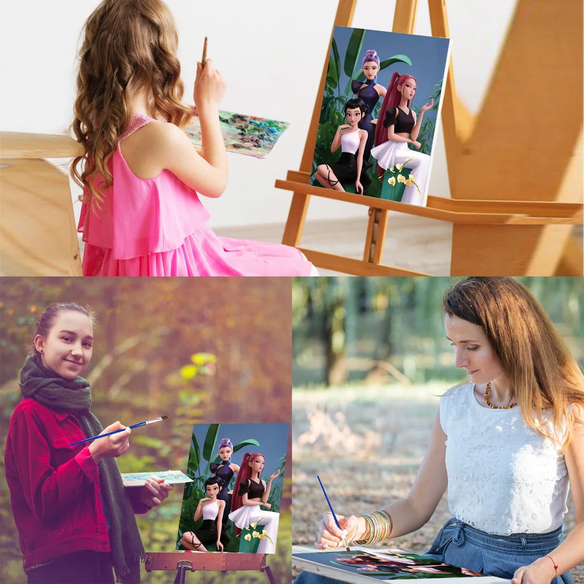 Malen nach Zahlen für Erwachsene Kinder 50x40 cm - Vollständiges DIY Gemälde Set mit 3 Pinseln & Acrylfarben in Cartoon Anime Design, Kreativset für Anfänger zum Entspannen ab 6 7 8 9 12 Jahren (Q)