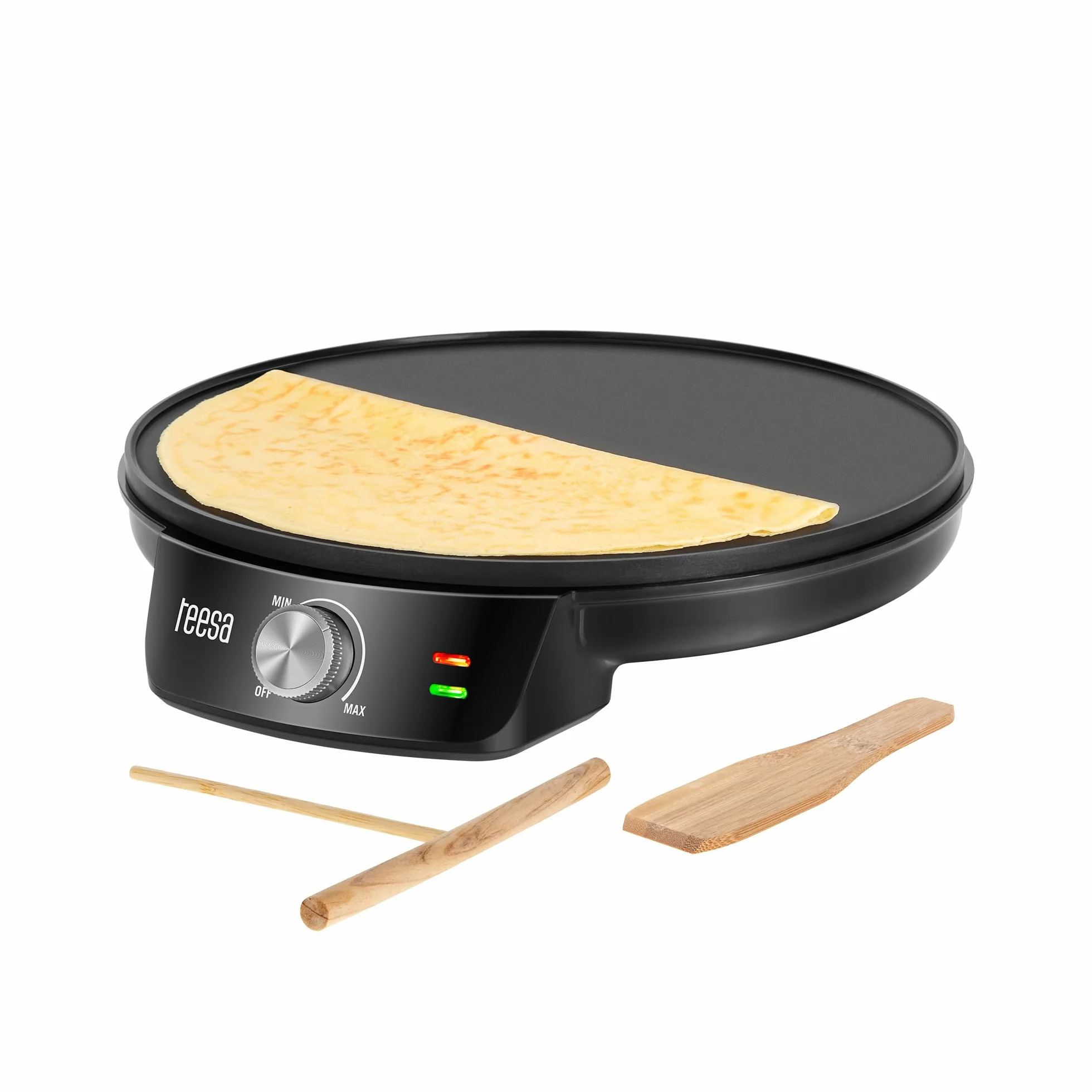 Teesa Pfannkuchenpfanne Elektrische Pfannkuchenpfanne 30 cm 1200 W Temperaturregelung TSA3235