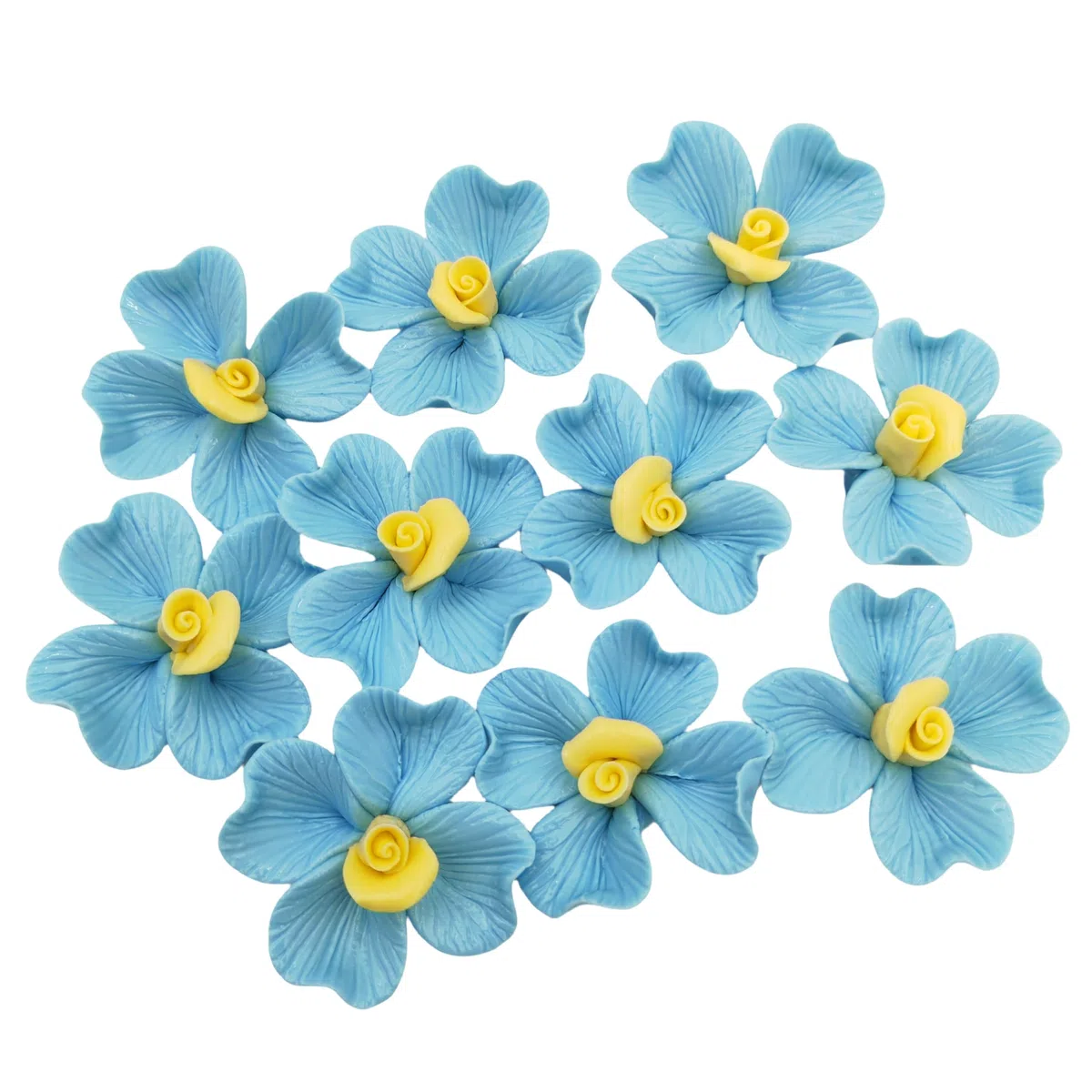 10 STÜCK 3D Blumen Keramikfliesen, 4 CM handgefertigte Porzellan Keramik Blumen für Kunstwerke, Aquarium, Vasen, Wohnzimmer, Esstisch, Büro, häusliche Blumendekoration (einzelblütige blau)