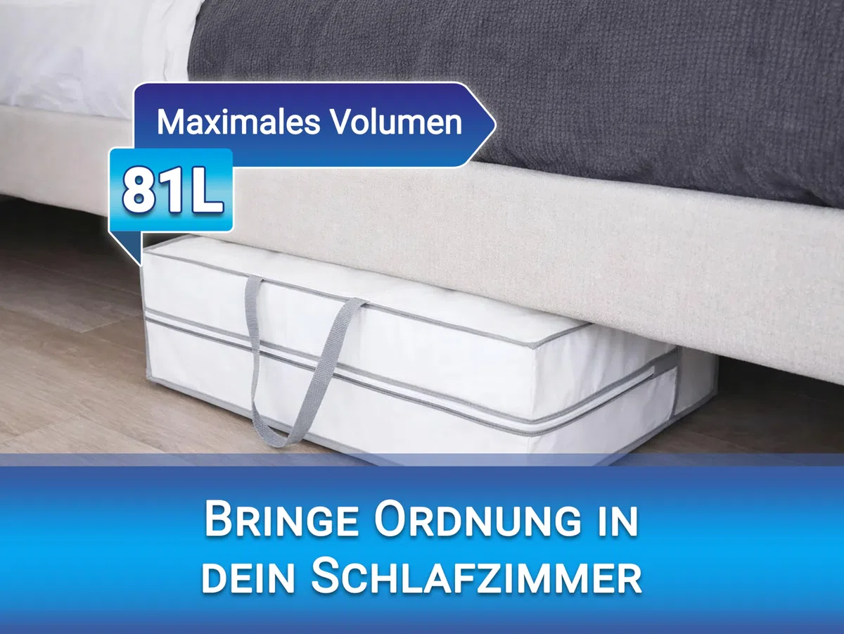 ZOLLNER 2er Set Aufbewahrungstasche in ca. 65x25x50 cm - weiß grau - aus Vlies mit PVC Beschichtung - mit praktischem Reißverschluss - zwei Tragegriffe - Kapazität bis 81,25l