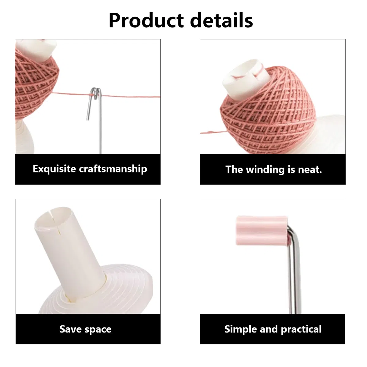 Wollknäuel Wickler, Kugelwickler, Garnwickler für Wolle, Kunststoff Wollwickler Garnwickler, Wollabwickler mit Kugellager, Tragbarkeit Garnrollenwickler, Strickmaschine für Erwachsene (Rosa)