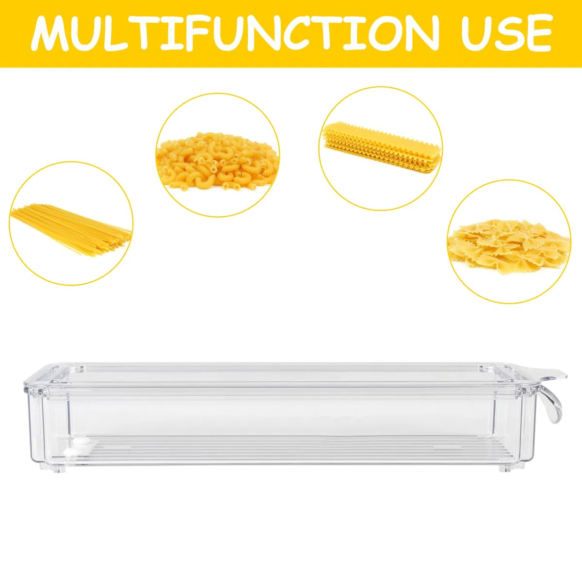 Spaghetti Aufbewahrung 3er Set 1,35 L, Vorratsdosen mit Deckel | Drei transparente Dosen für Spaghetti, Müsli und Snacks, luftdicht stapelbar mit Etiketten für Schrank oder Küchenregal