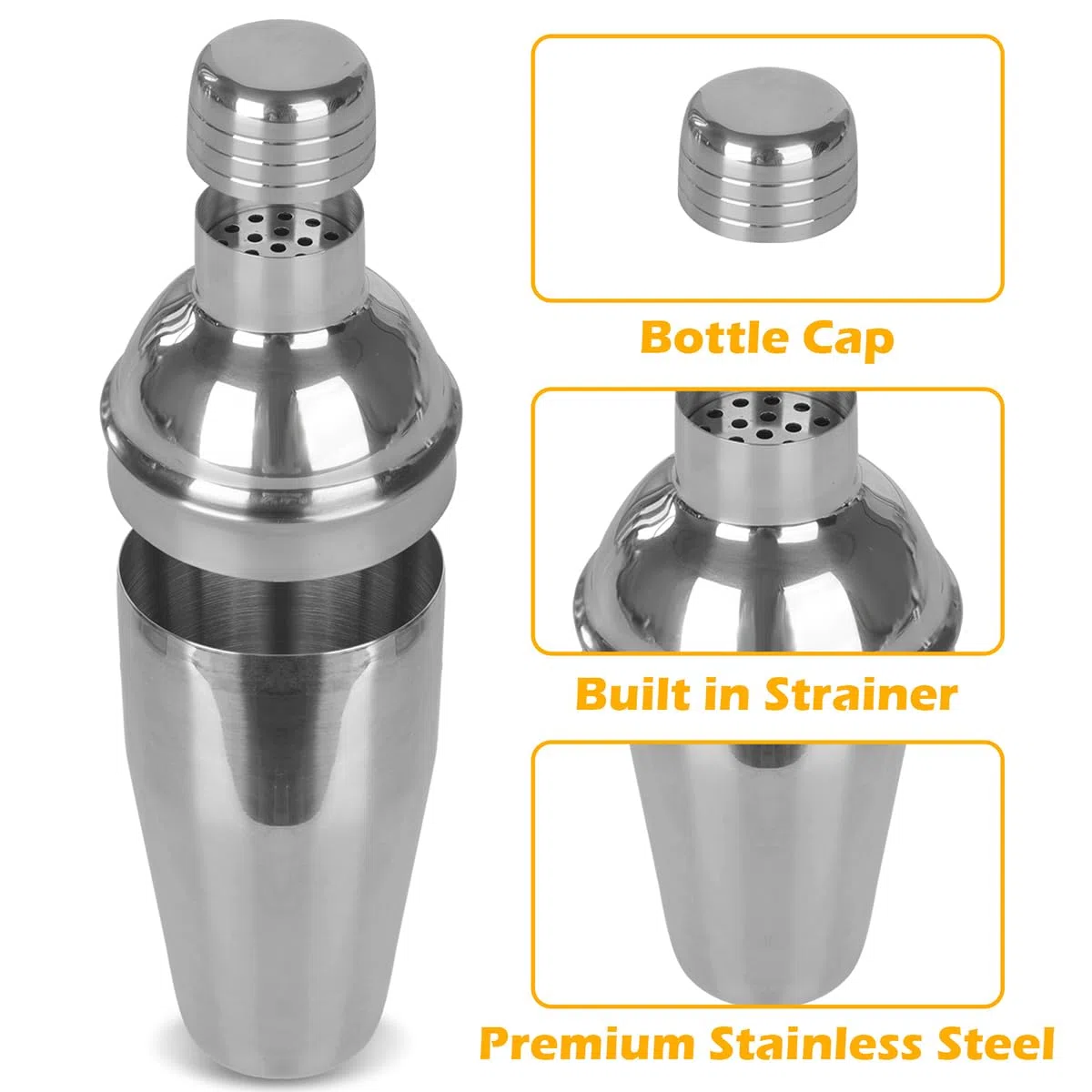 Cocktail Shaker Set,25oz cocktailshaker Glas,6 Stück Edelstahl Cocktails Mix Sets,Gin coktailshakerset Mixer,Coctail Barkeeper zubehör,coktailgläser Bartender kit,Bars Weihnachten Party,cocktailmixer