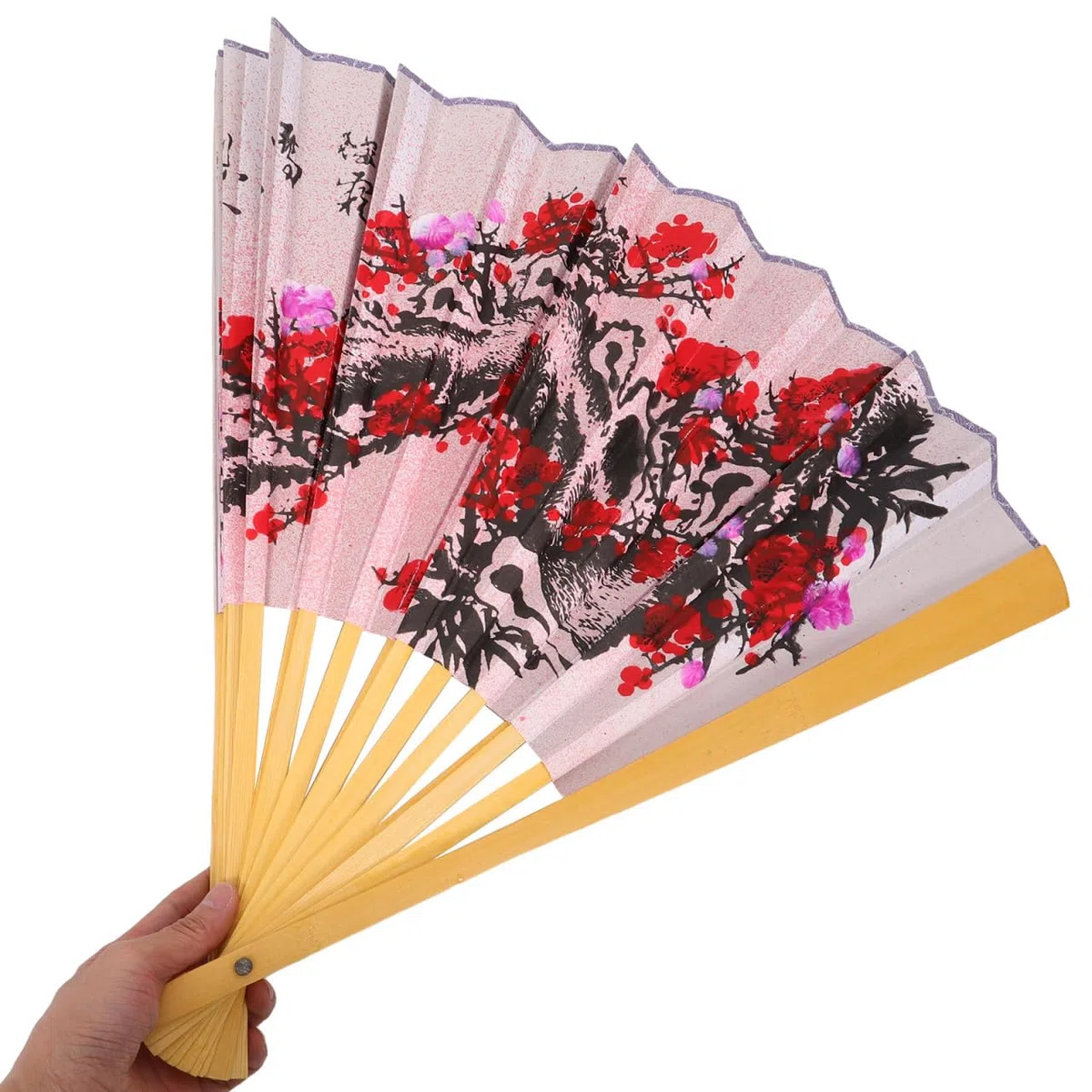 ABOOFAN Fächer Rave Klappbarer Wandventilator Aus Bambus Chinesischer Japanischer Traditioneller Fächer Wanddekoration Chinesische Traditionelle Malerei Für Performance-Tanz
