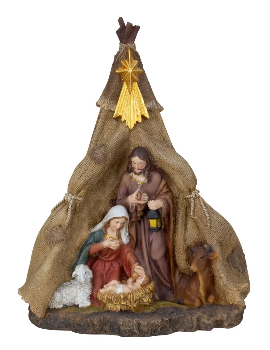 LB H&F Krippenszene Weihnachtskrippe Krippe Maria Josef Jesuskind Tischkrippe Stern Bethlehem (Krippe 1)